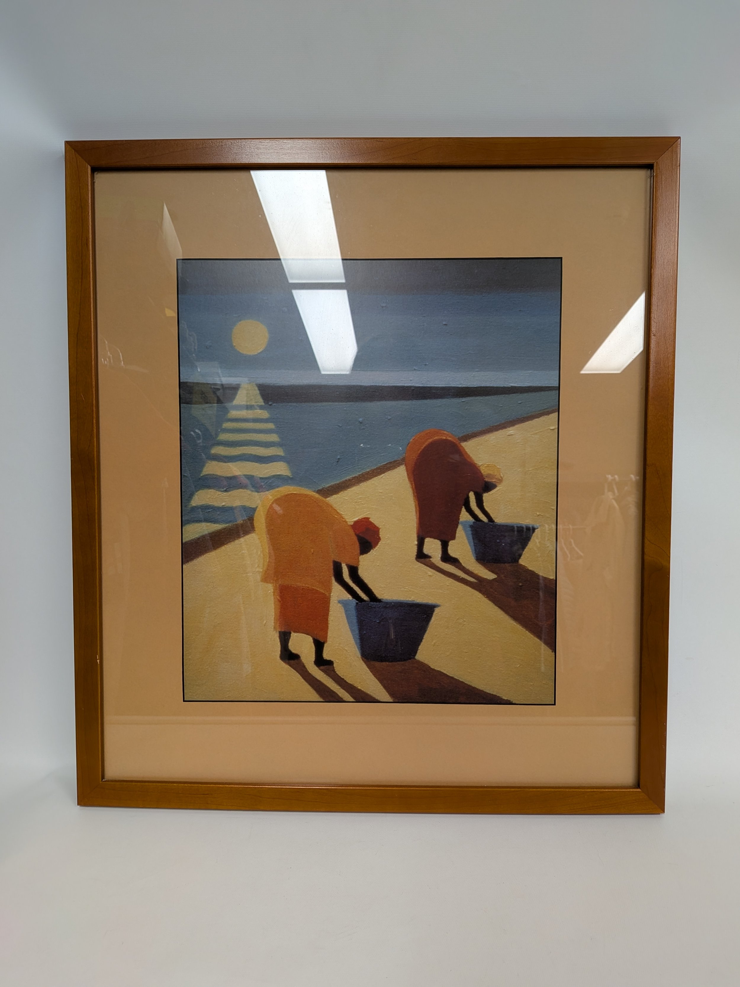 Reproduction de peinture, cadre en bois, 20 x 22 po (quelques égratignures sur le cadre)