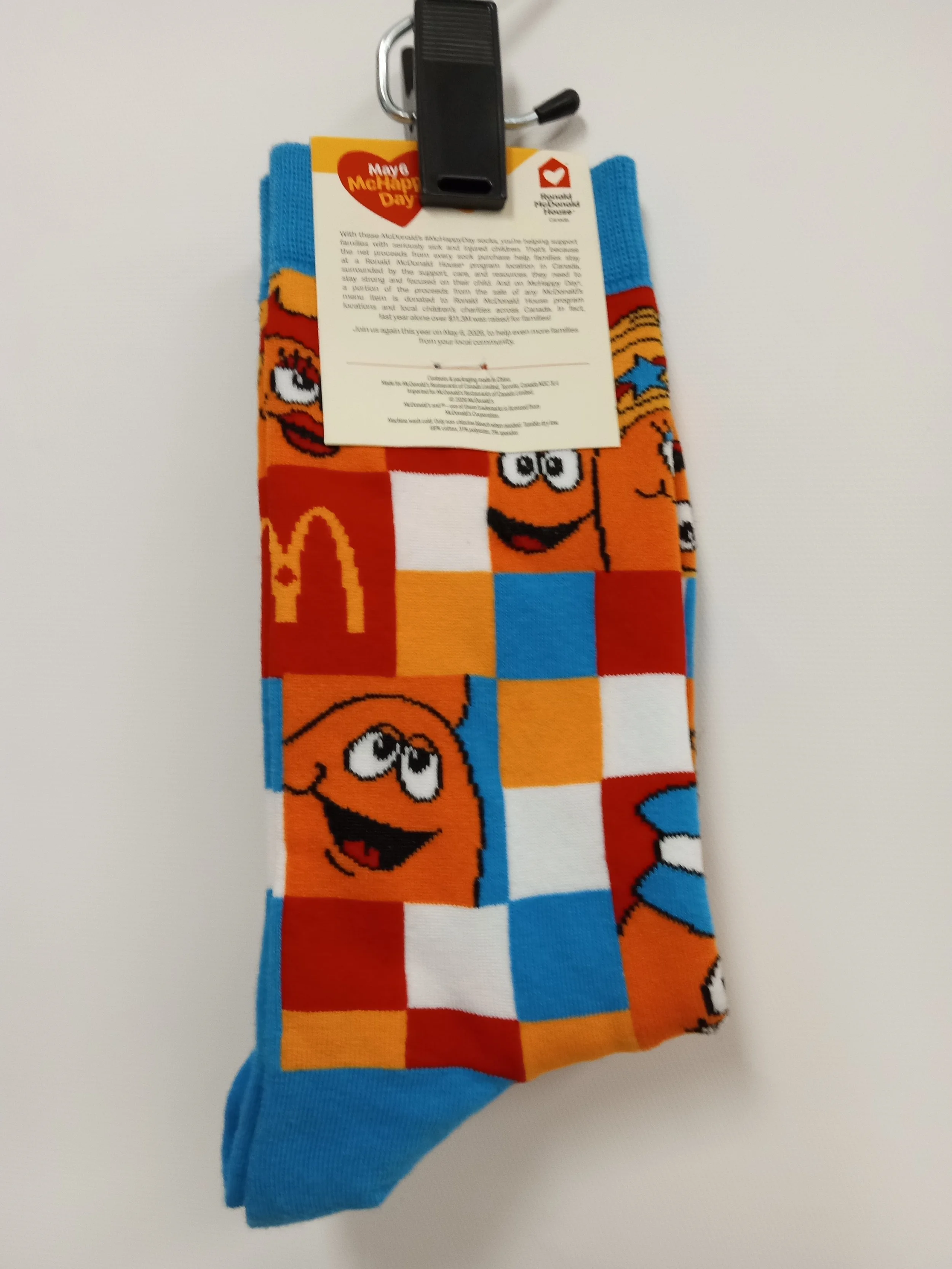 Chaussettes bleues orange et rouge, McDonald, neuves