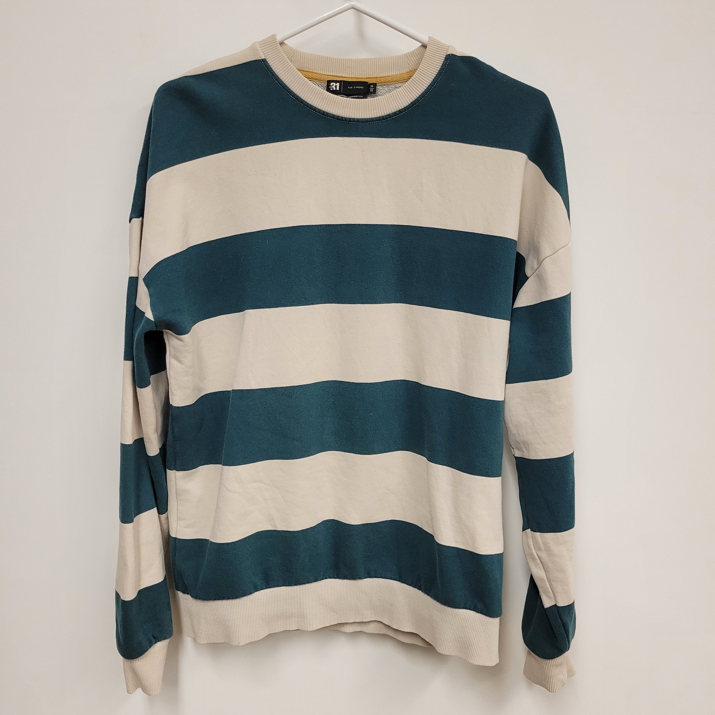 Chandail rayé vert/beige, Le 31 par Simons, XS