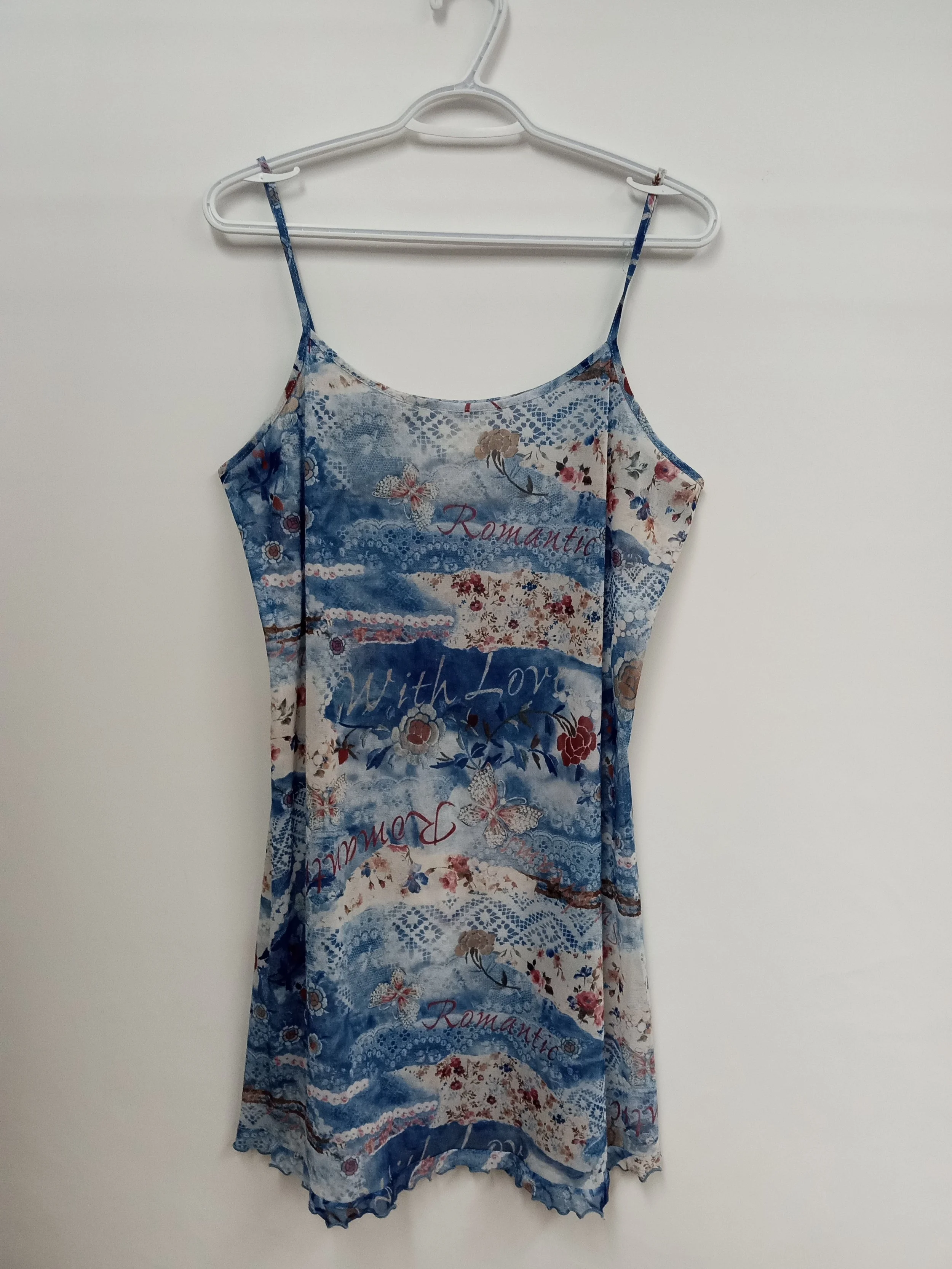 Tunique en voile transparent, Motifs avec dominance de bleu, CLAUDEL, L
