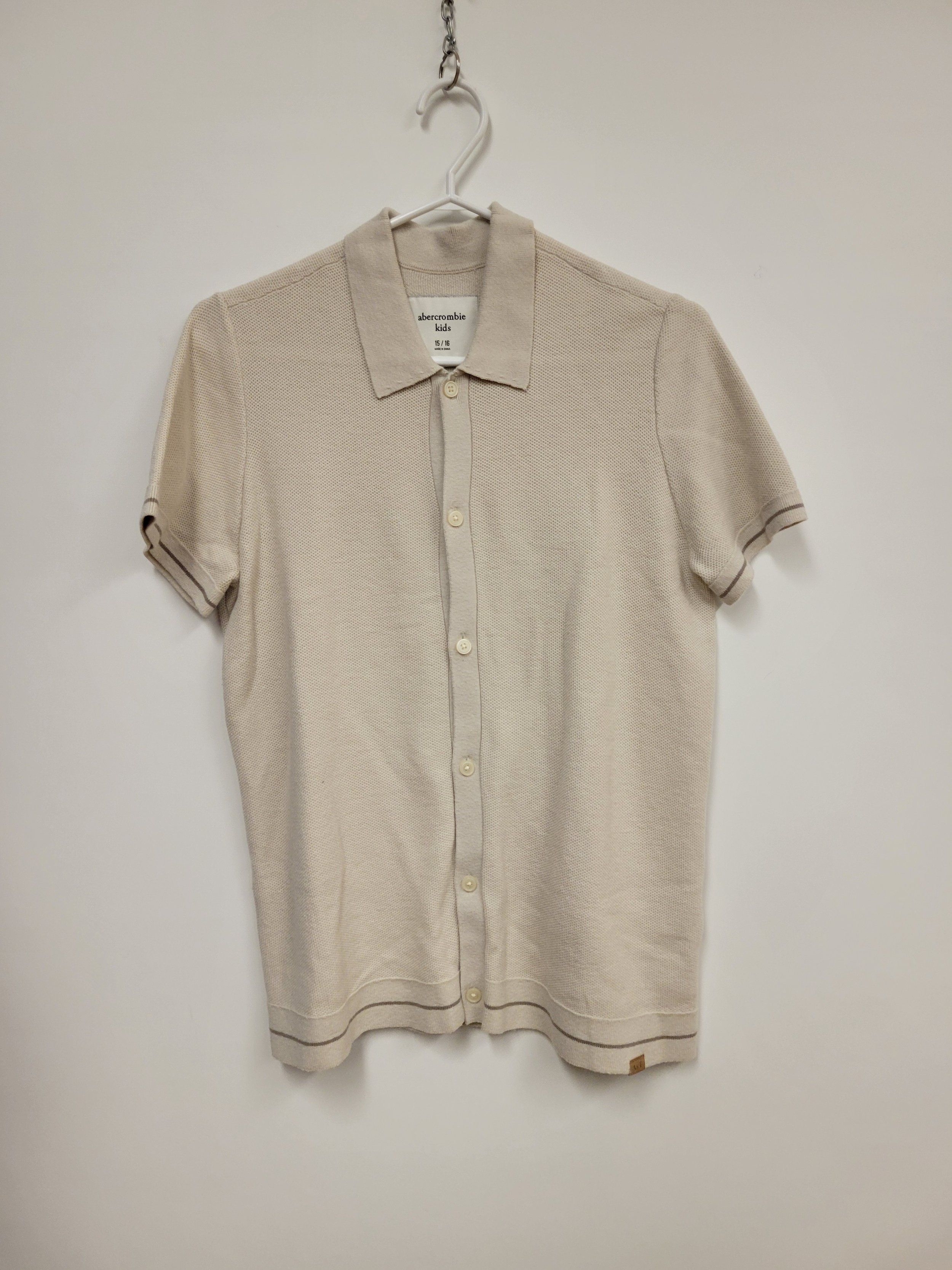 Gilet en coton boutonné, Beige, ABERCROMBIE kids, 15-16 ans