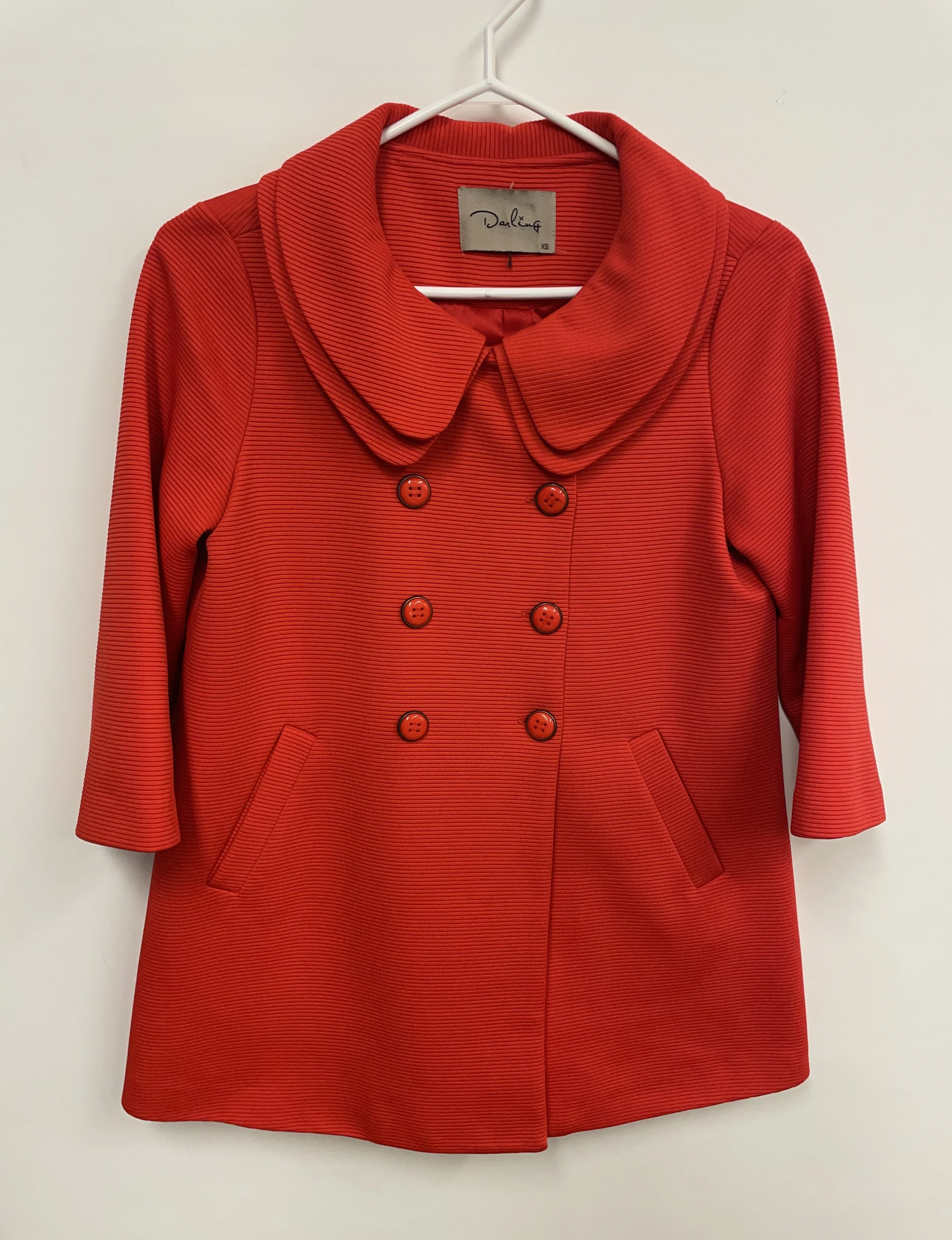 Veston/manteau court rouge, manches 3/4, DARLING, XS.