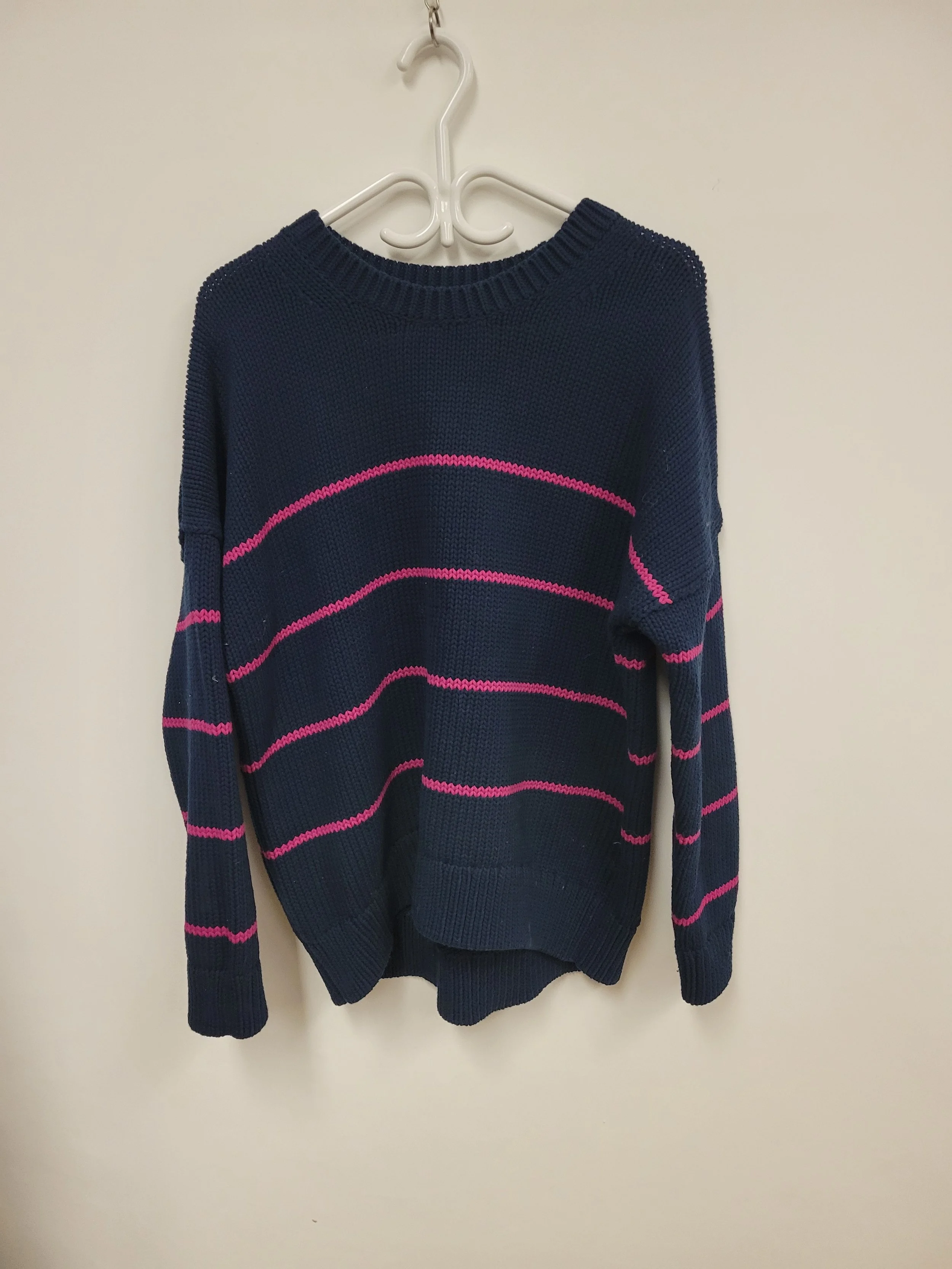 Tricot épais marine ligné rose, Banana Republic, XL