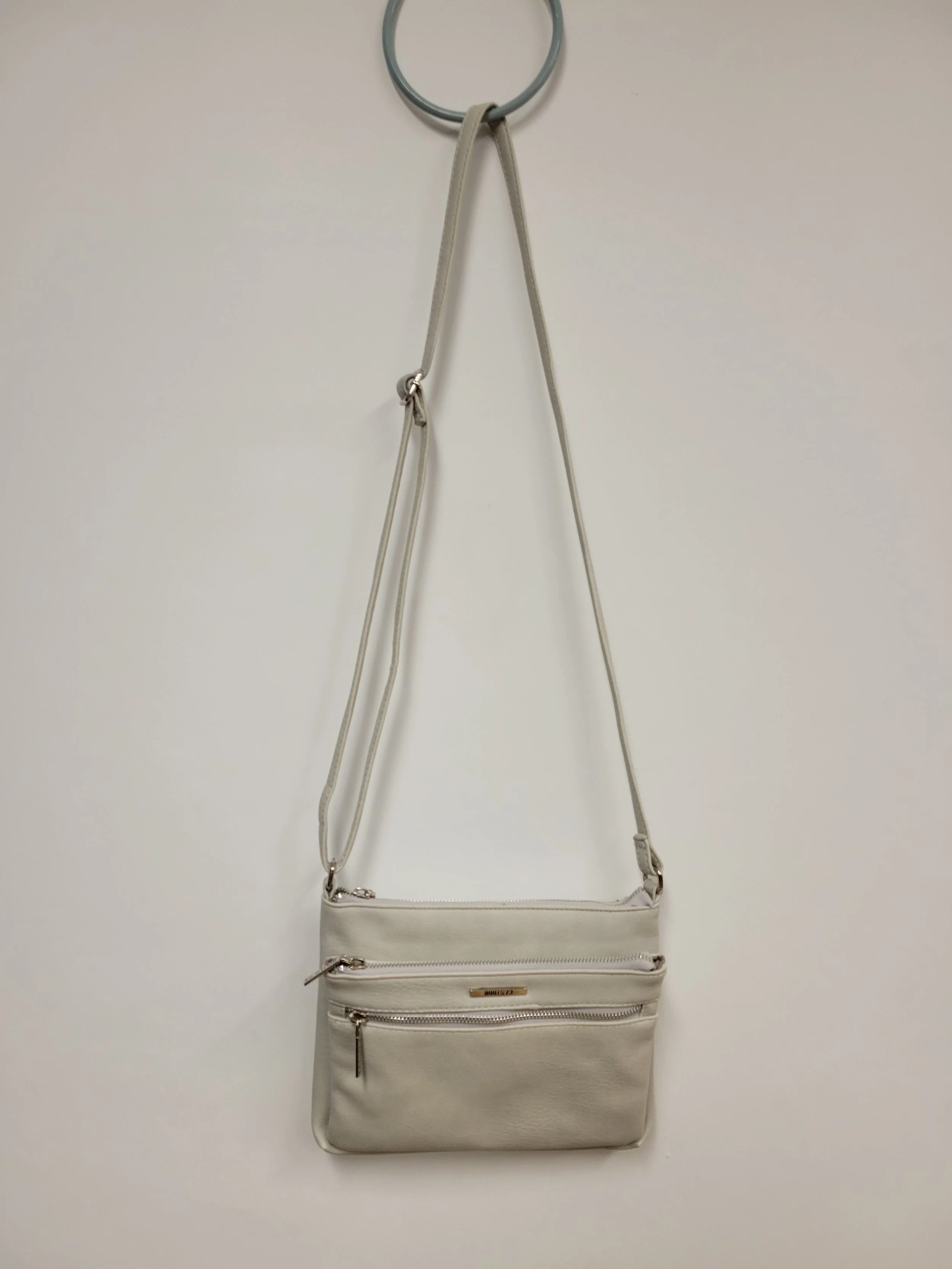 Sac bandoulière gris-beige, Roots 73, 8 x 10 po