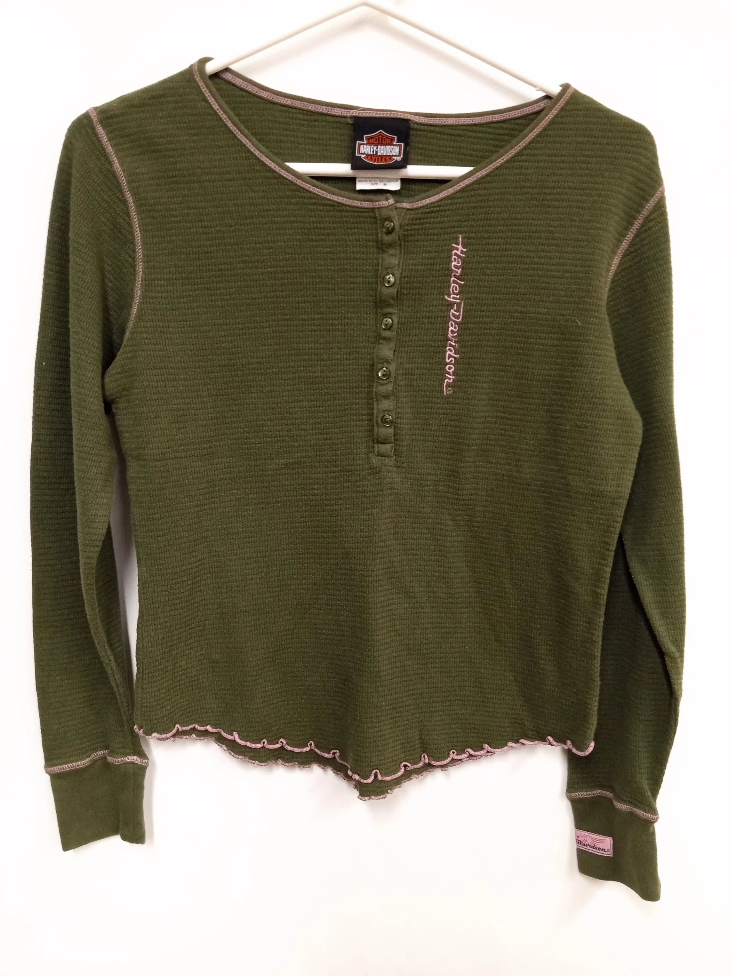 Haut vert avec touches de rose, 80 % coton,Harley-Davidson Motorcycles, Taille M