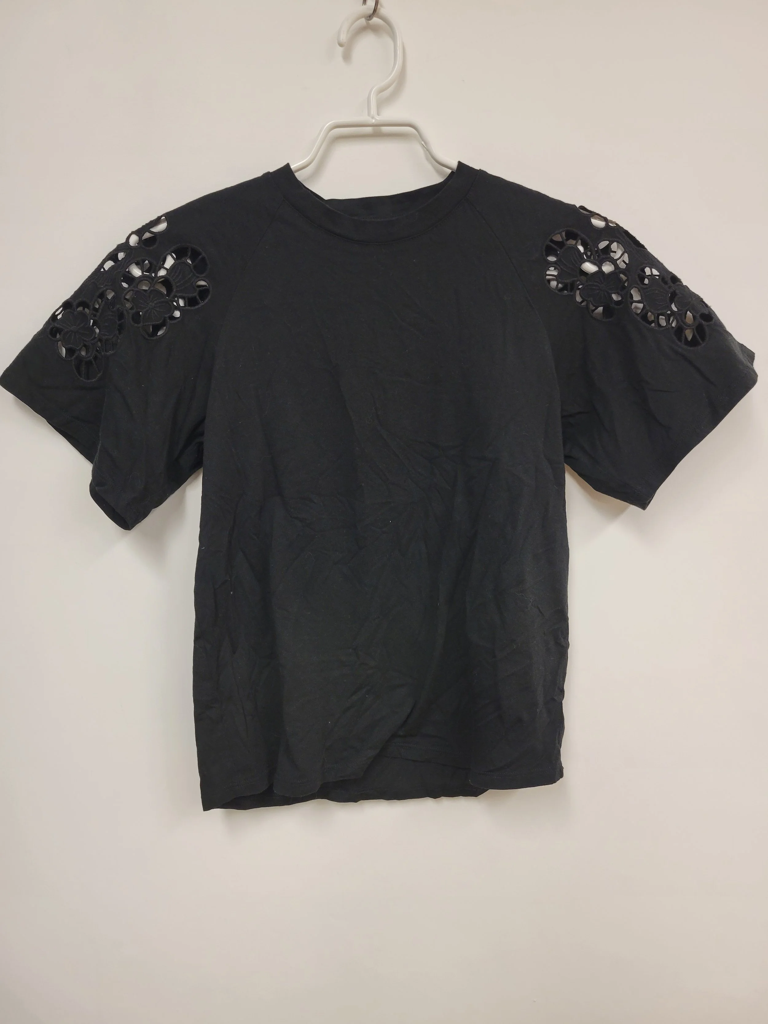 T-shhirt noir manches dentelle, Reitmans, XXS (ample)