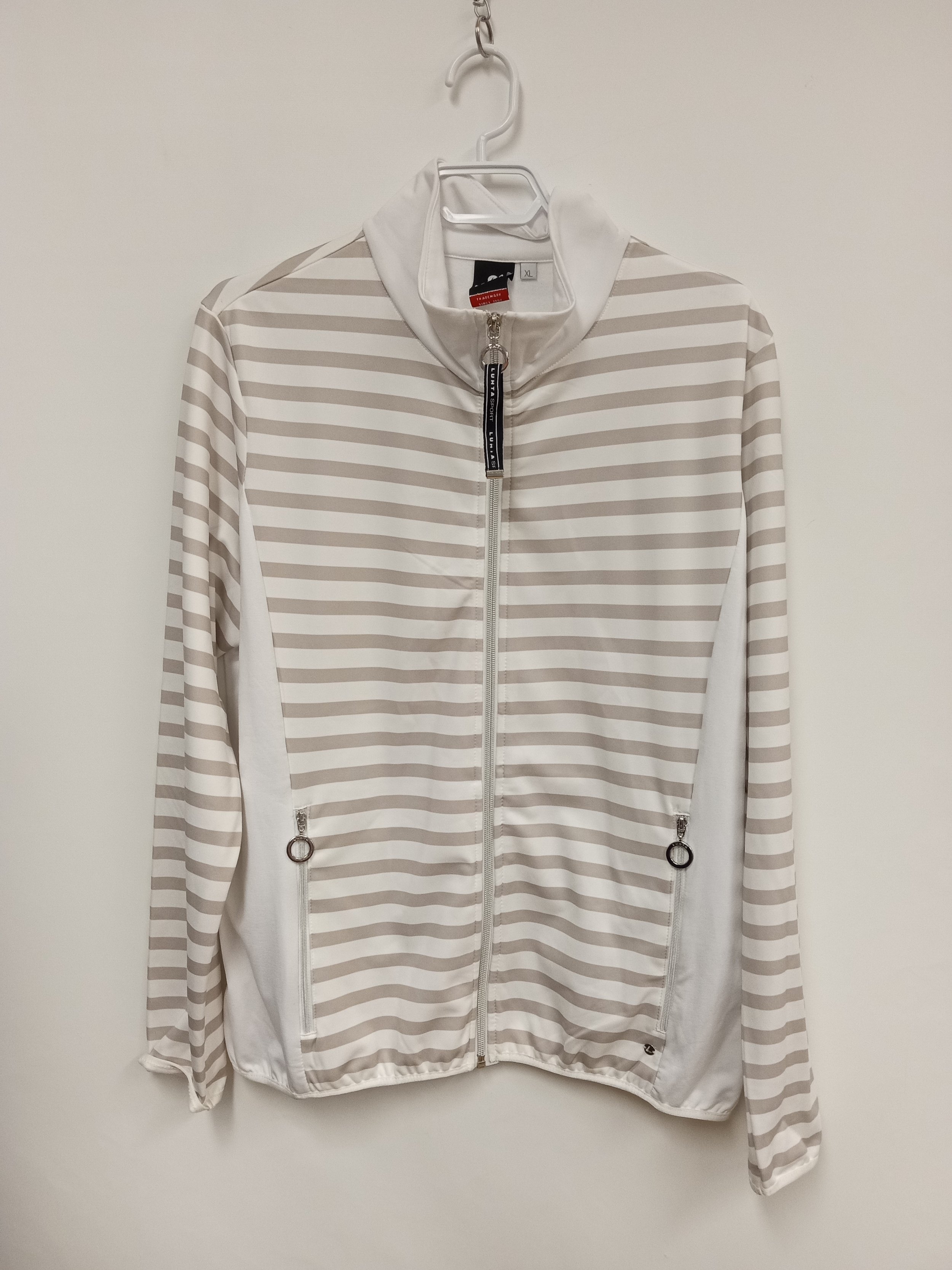 Veste de sport, rayé beige et blanc, Luhta, XL