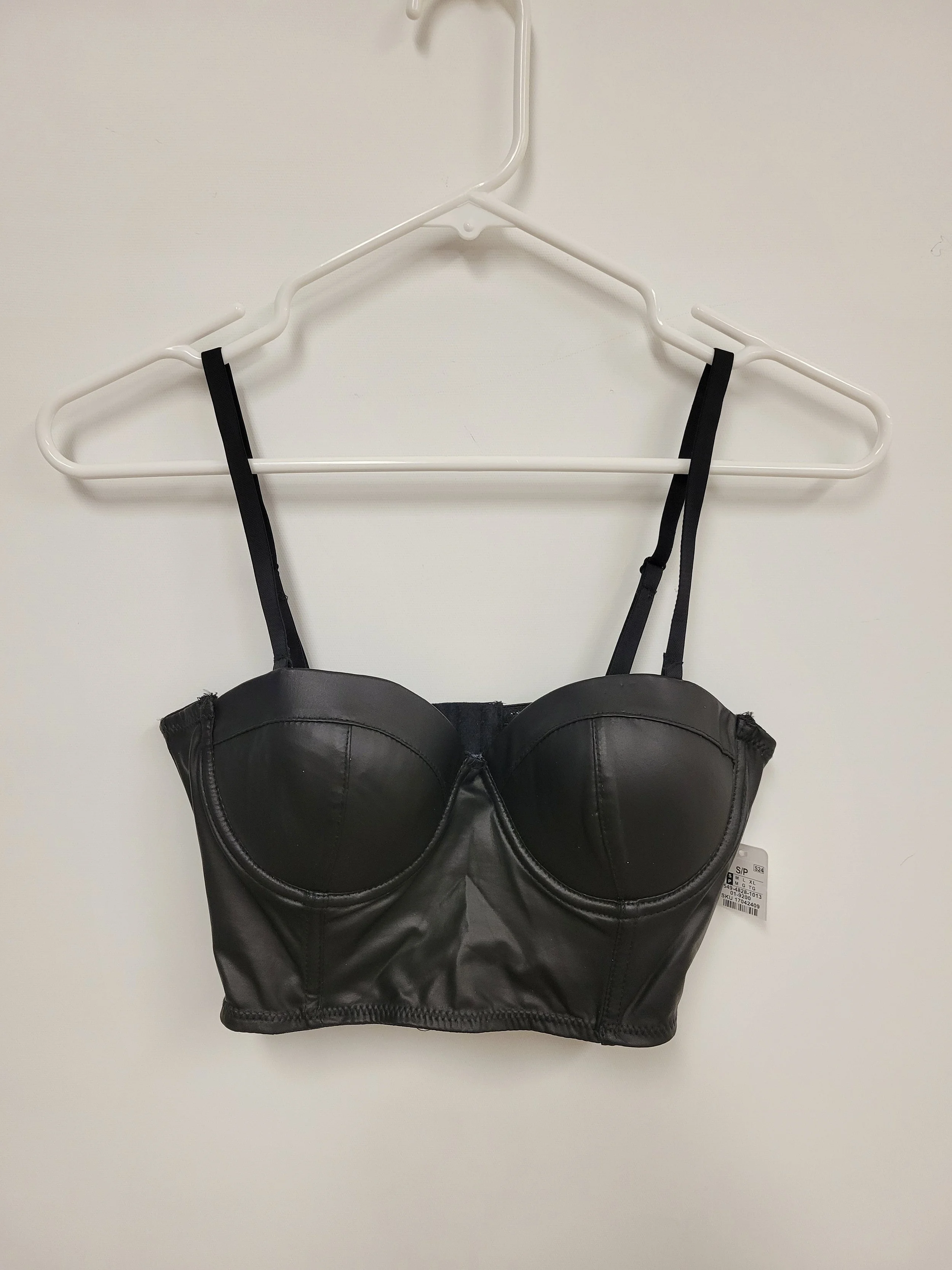 NEUF - Bustier en similicuir noir, S