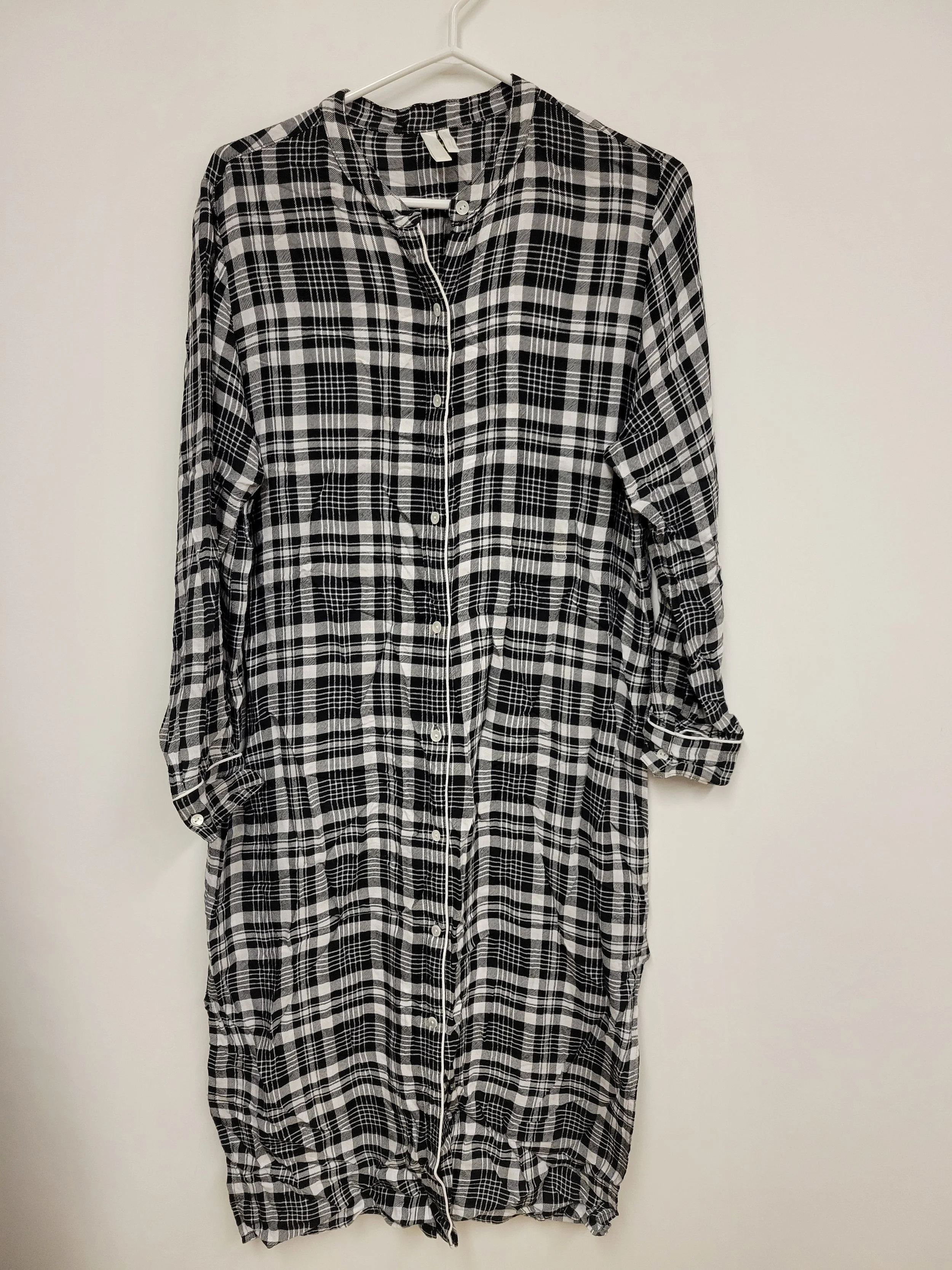 chemise de nuit carreaux noir et blanc, miiyu, taille S