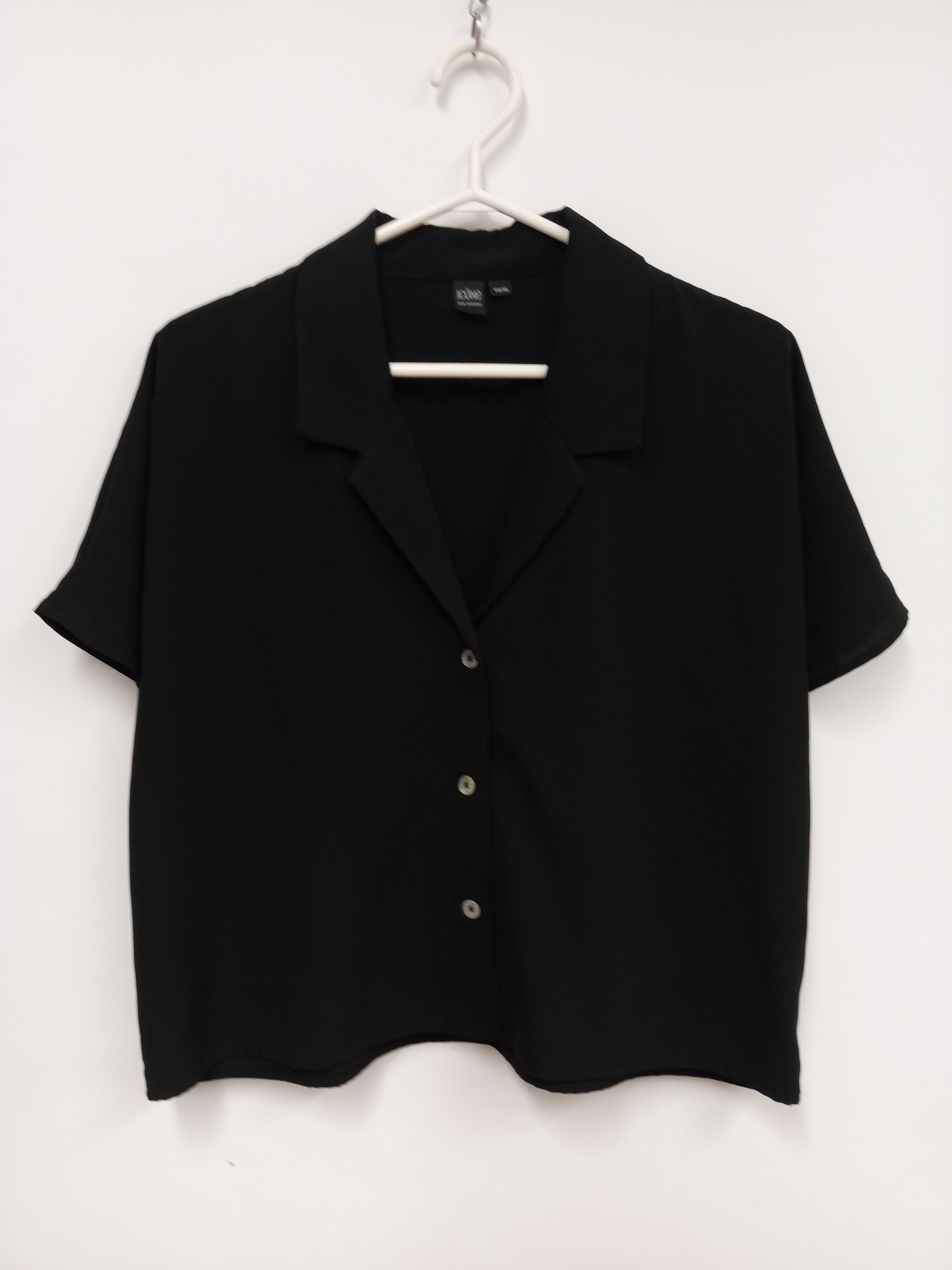 Chemisier court à manches courtes, Noir, ICONE par Simons, XL