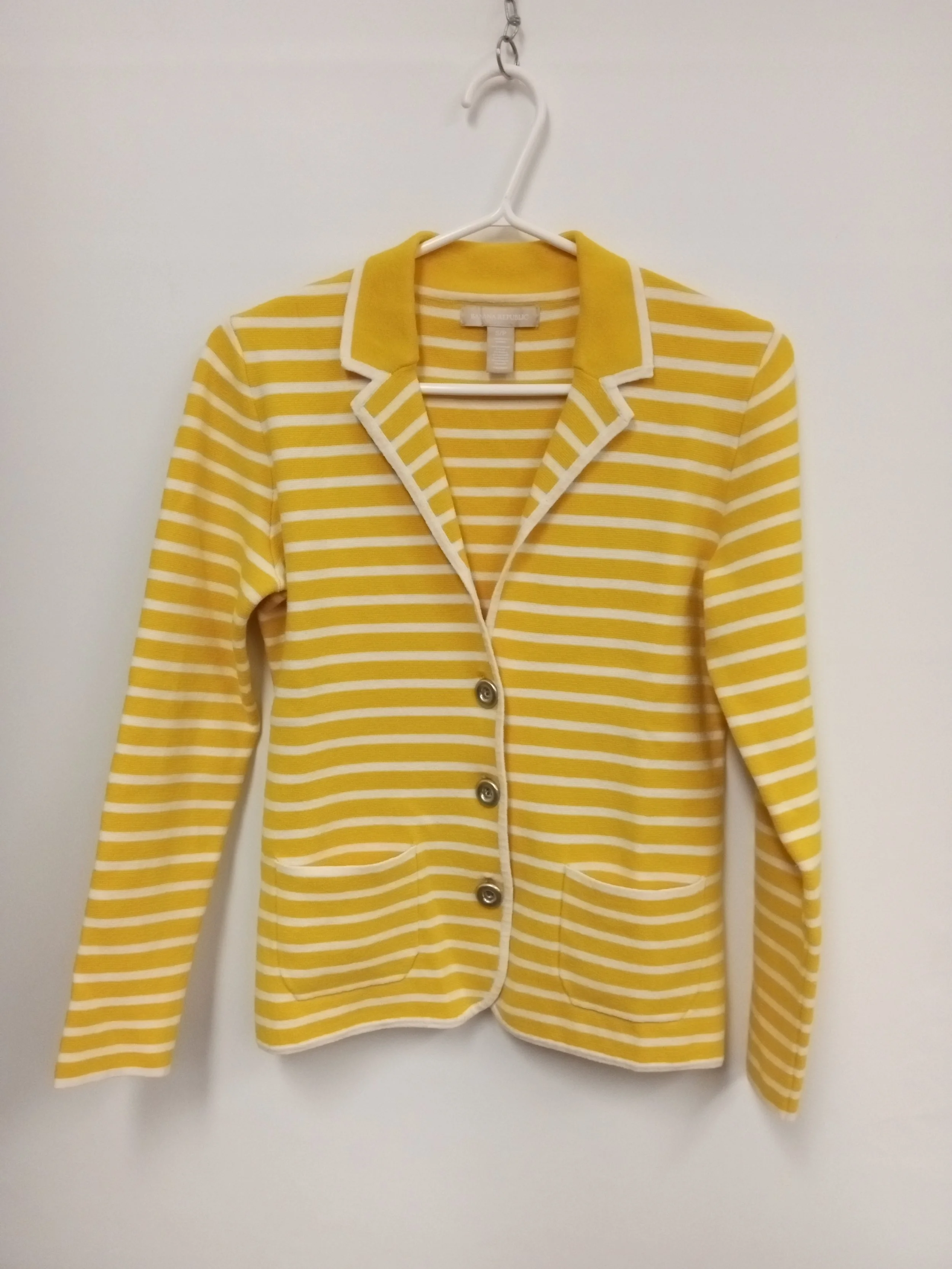 Veston léger jaune et blanc en 91% coton, Banana Republic, S
