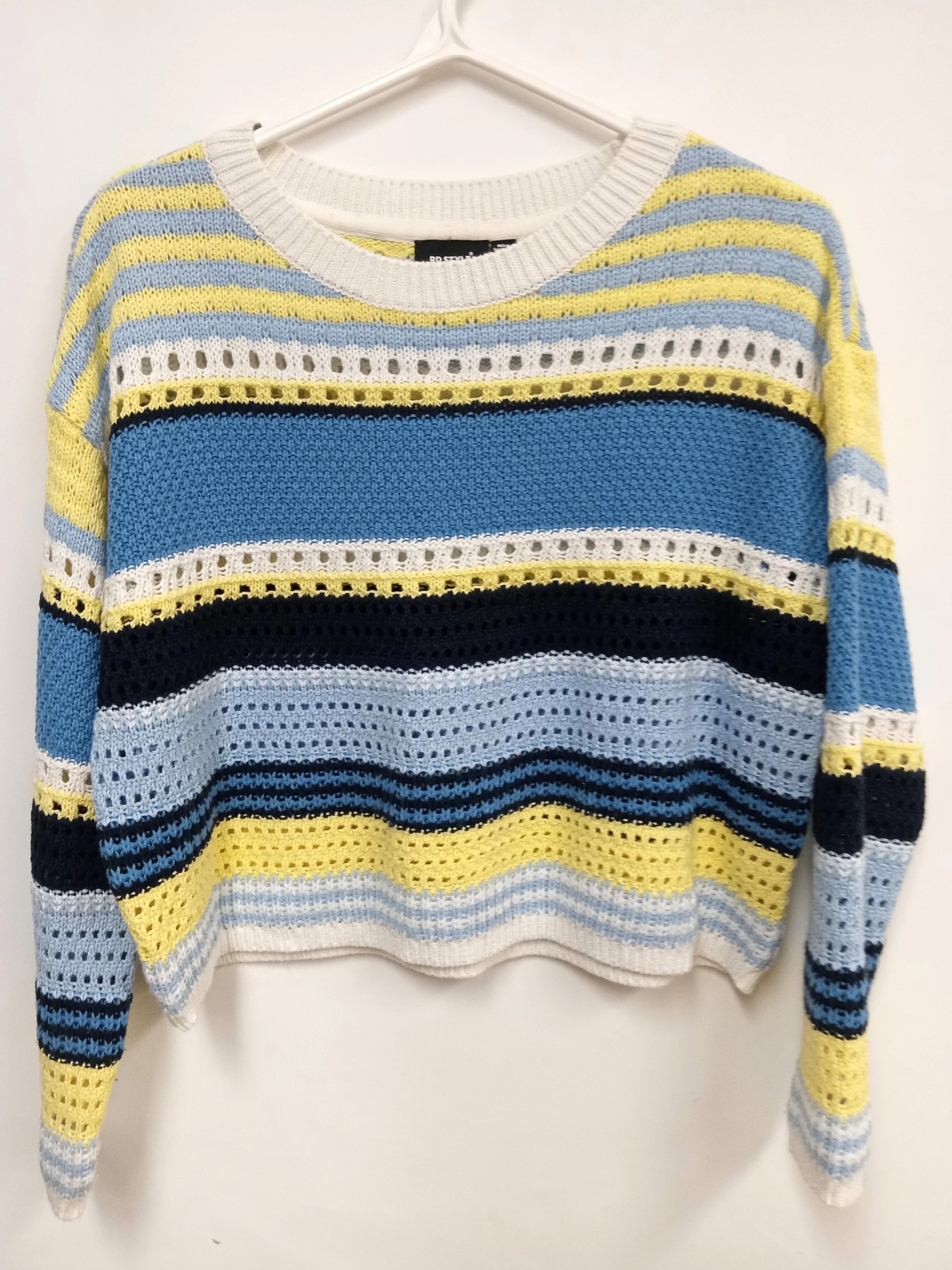 Haut rayé bleu, jaune, et blanc en tricoté, RD Style, S