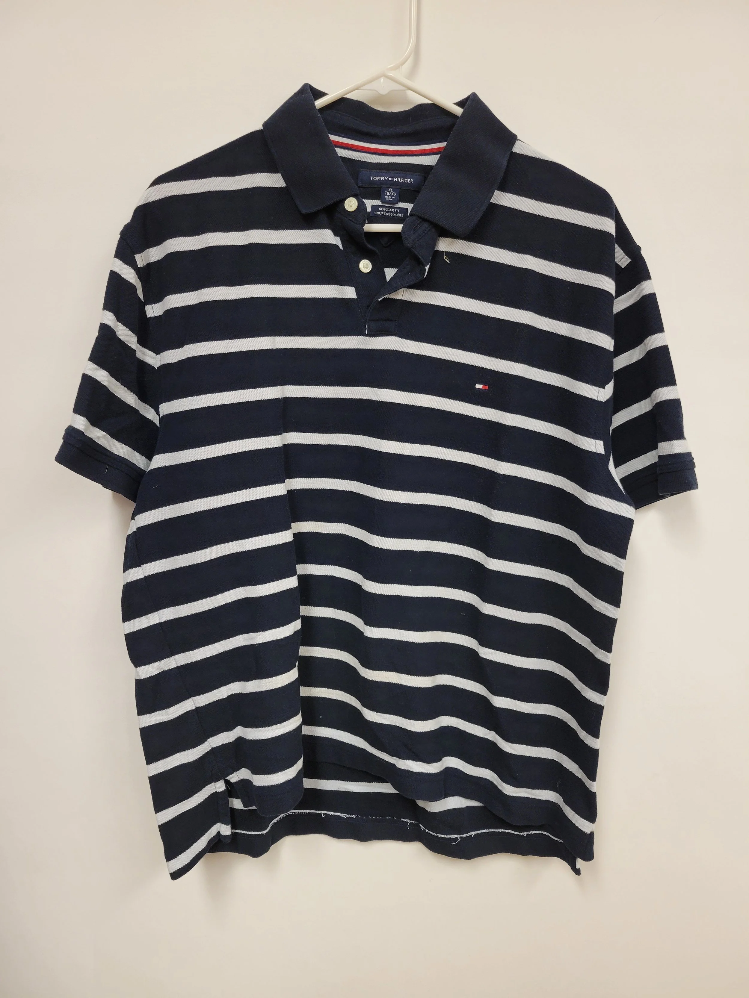 Polo rayé marine et blanc, Tommy Hilfiger, XL