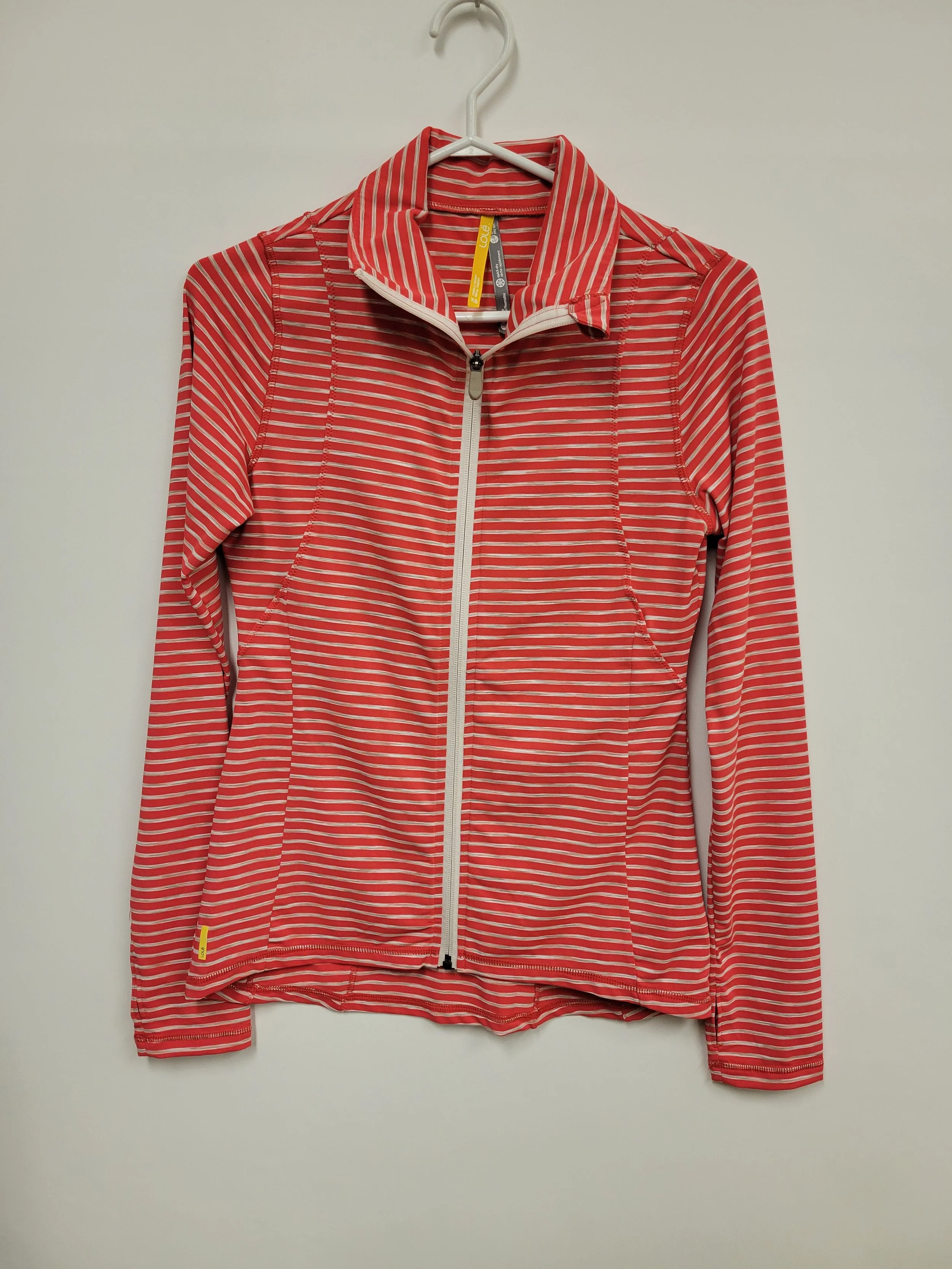 Veste zippée sport rayée rose et blanc, Lole, XS