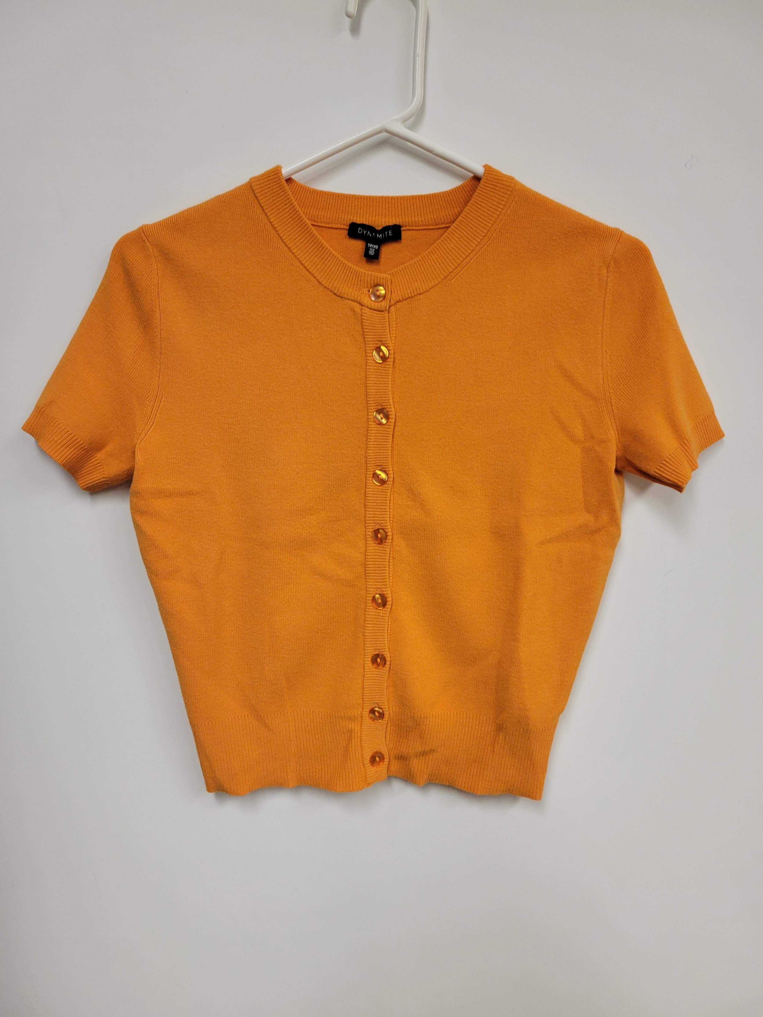 Chandail jaune-orange boutonné, Dynamite, XS