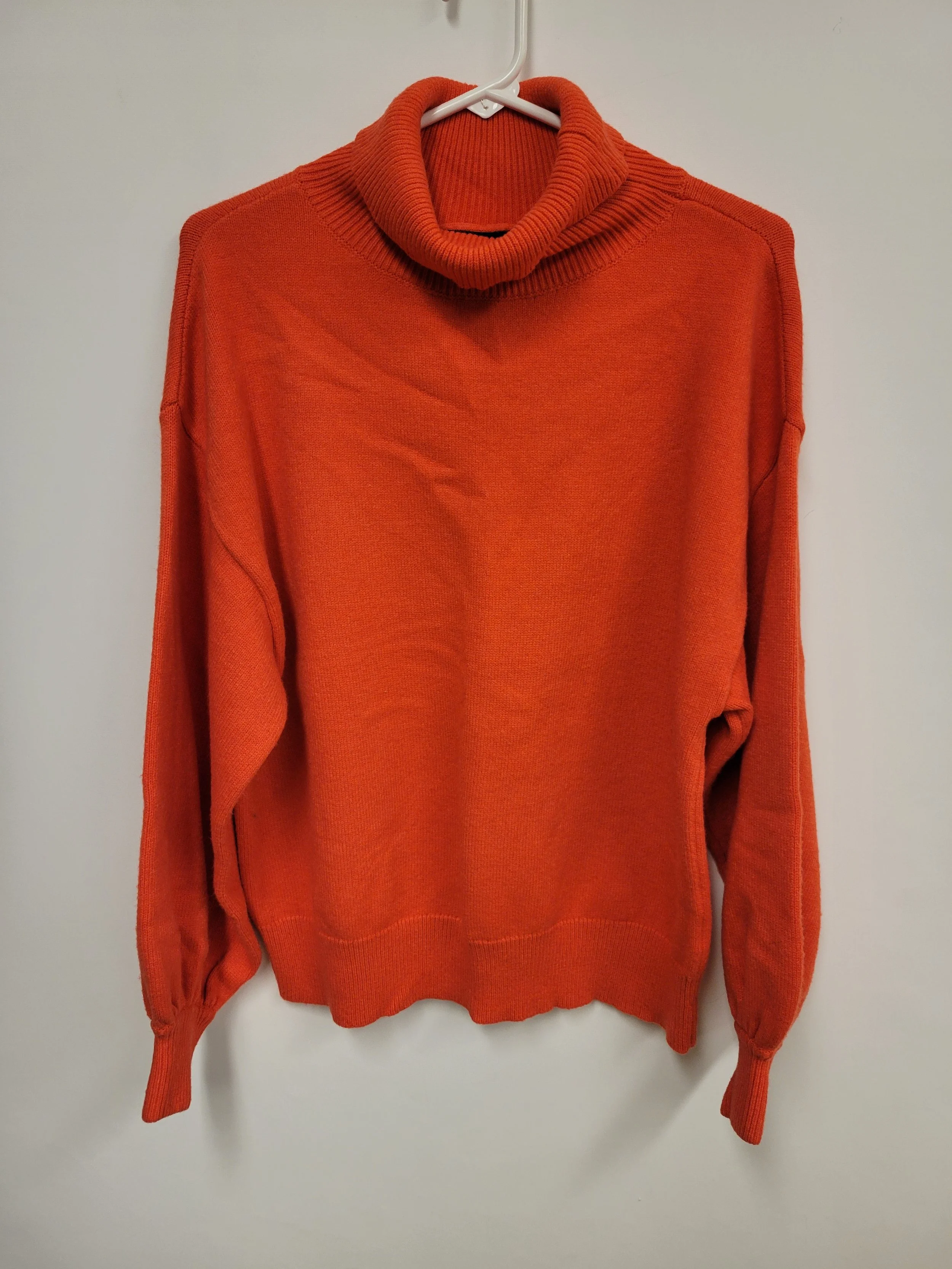 Tricot surdimensionné, rouge-orange, col roulé, Womance, XS