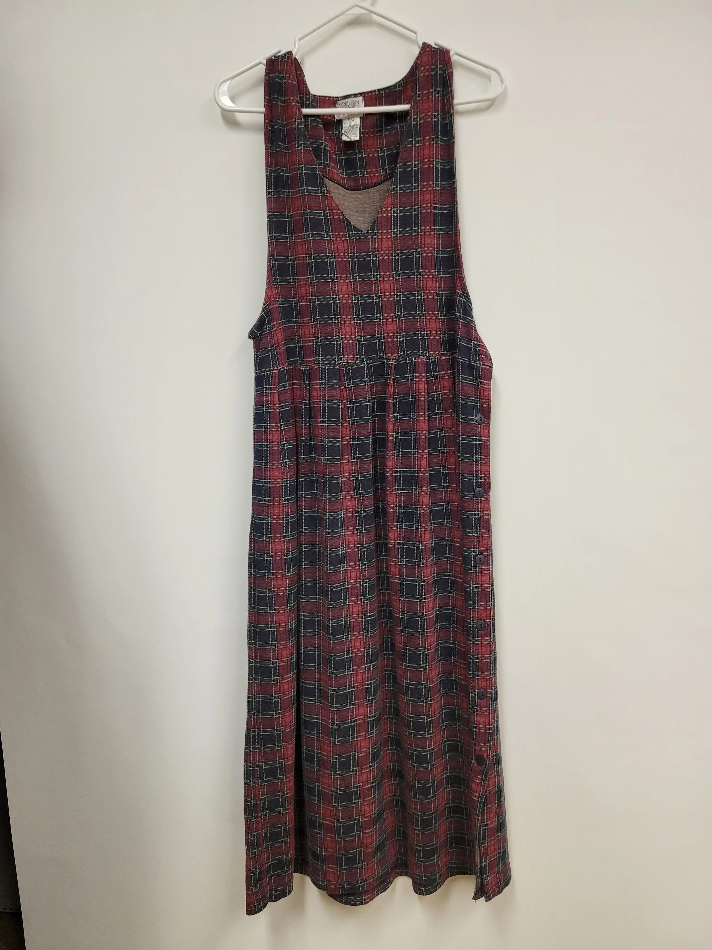 Robe longue à carreaux rouge et marine, 60% coton, Northern Spirit, M (ample)