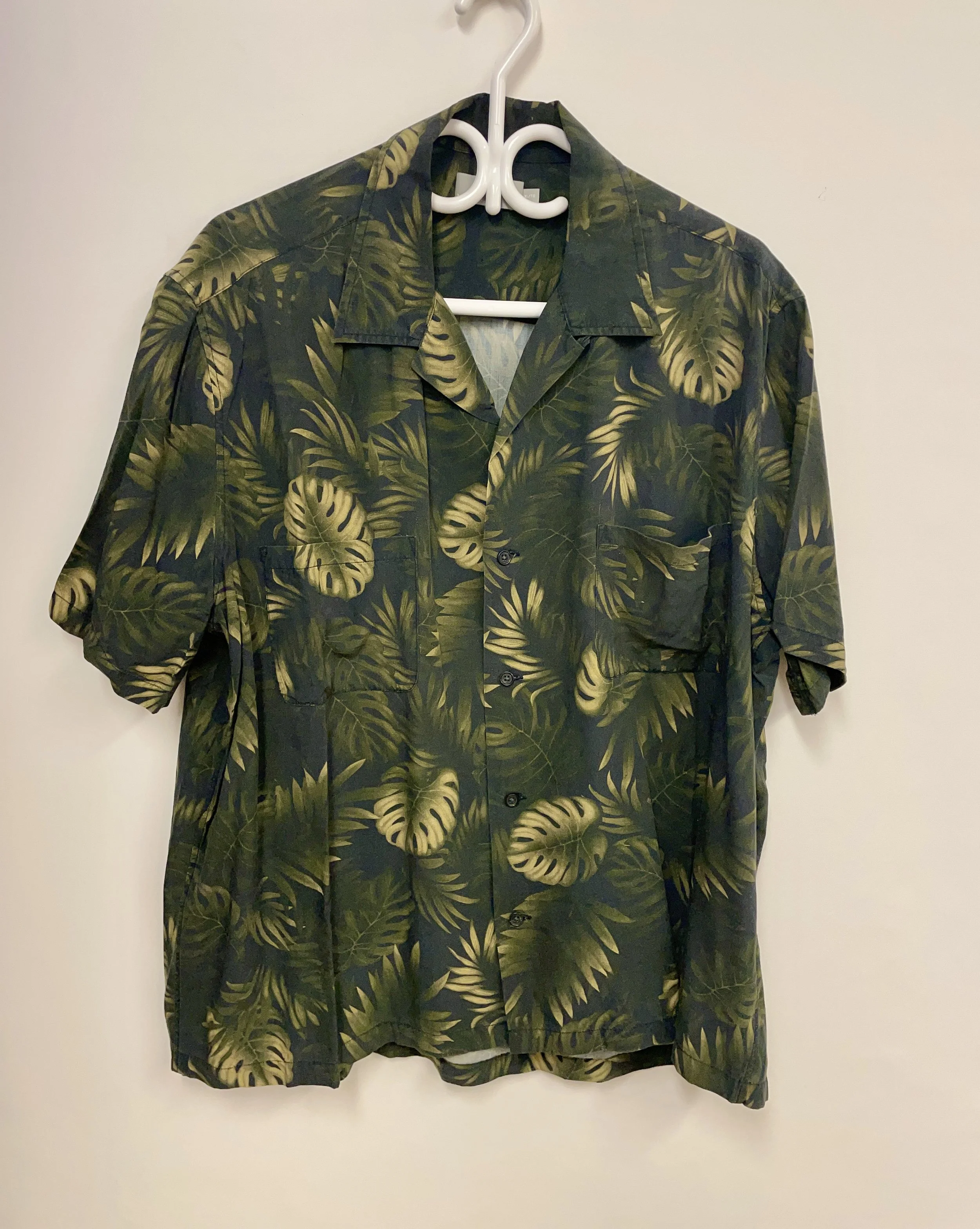 Chemise fleurie vert forest, VINCE, haut de gamme, 100% viscose, XL.
