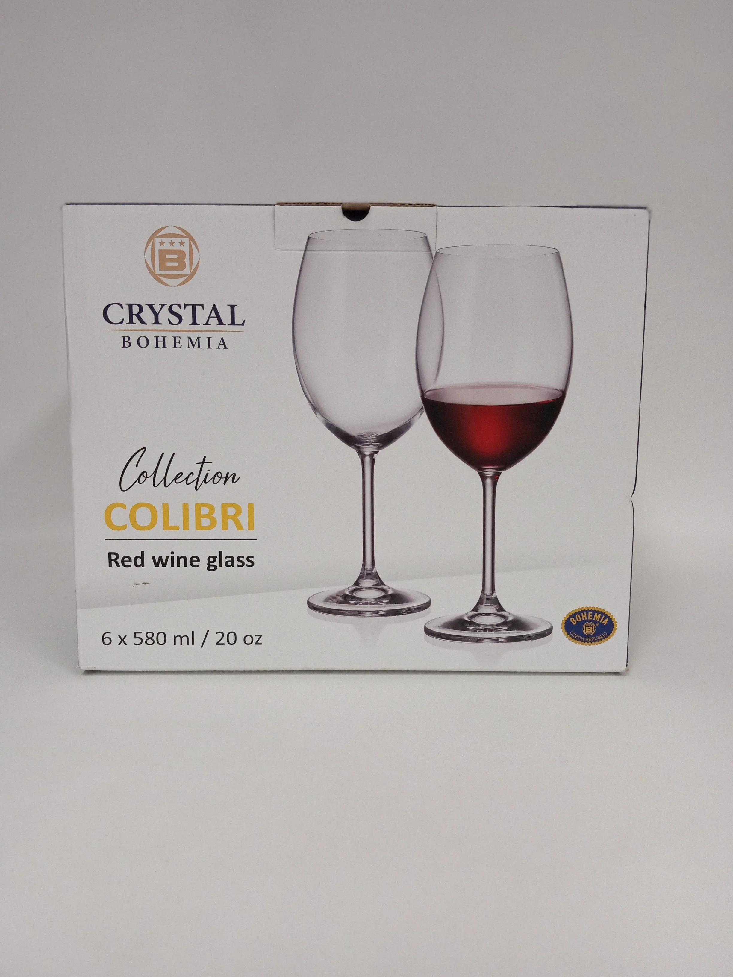 NEUF - 6 coupes encrystal de Boheme Collection Colibrie, 6 x 580mL