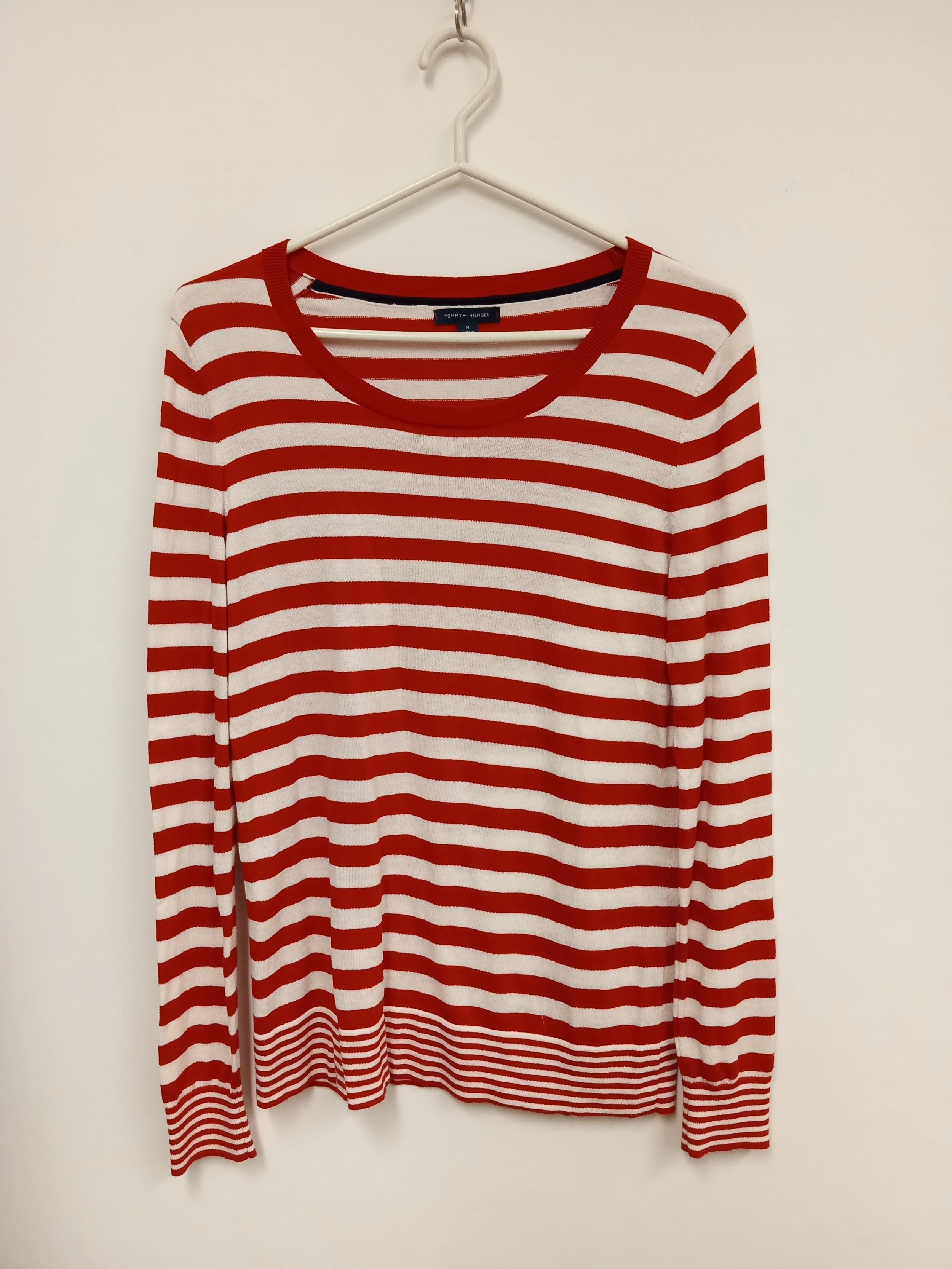 Haut manches longues, rayé rouge et blanc, Tommy Hilfiger, M