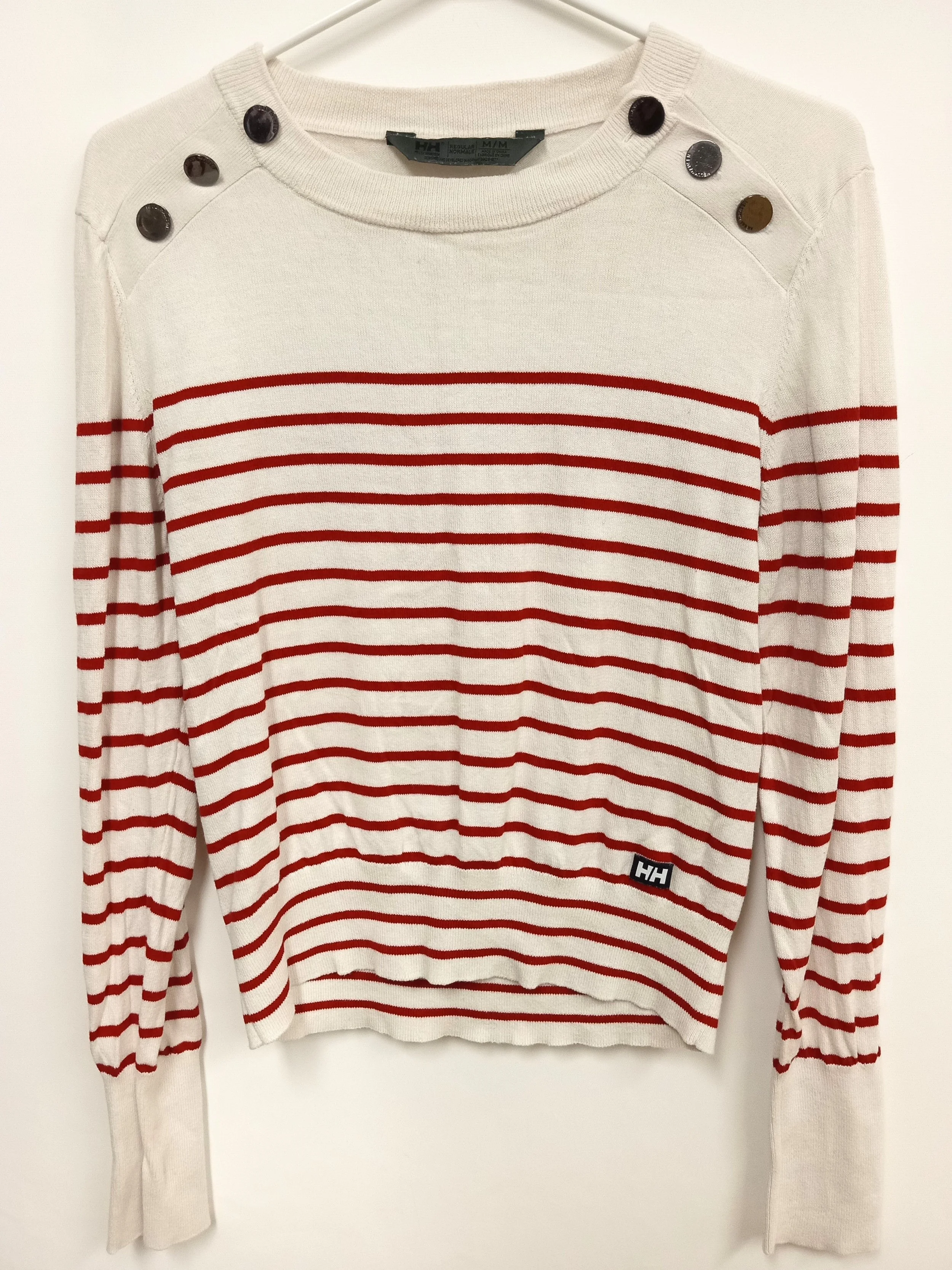 Haut blanc avec rayures rouges et boutons aux épaules, Helly Hanson, M