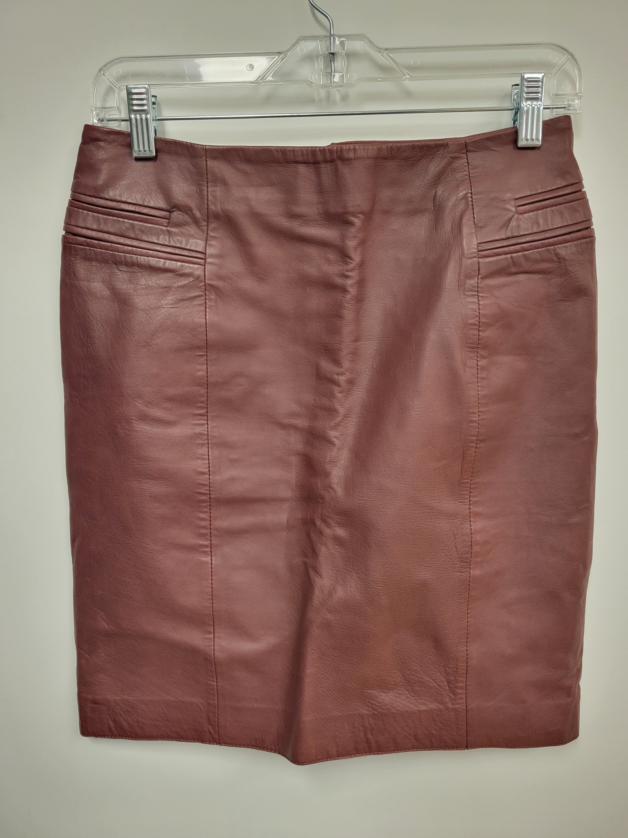 jupe en vrai cuir bourgogne, kookai, taille 36