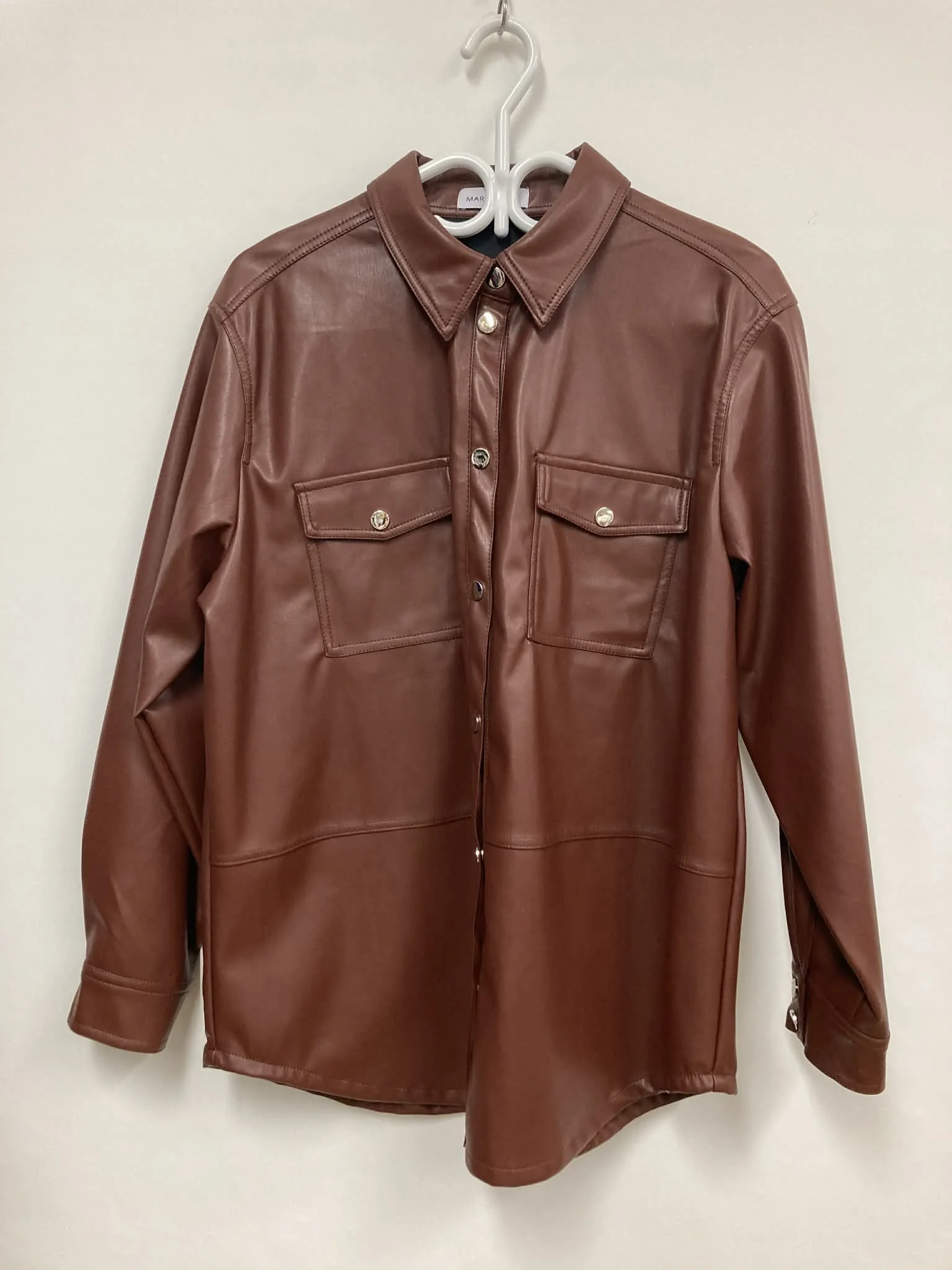 Veste brun-rouge en similicuir, Marie Claire, L