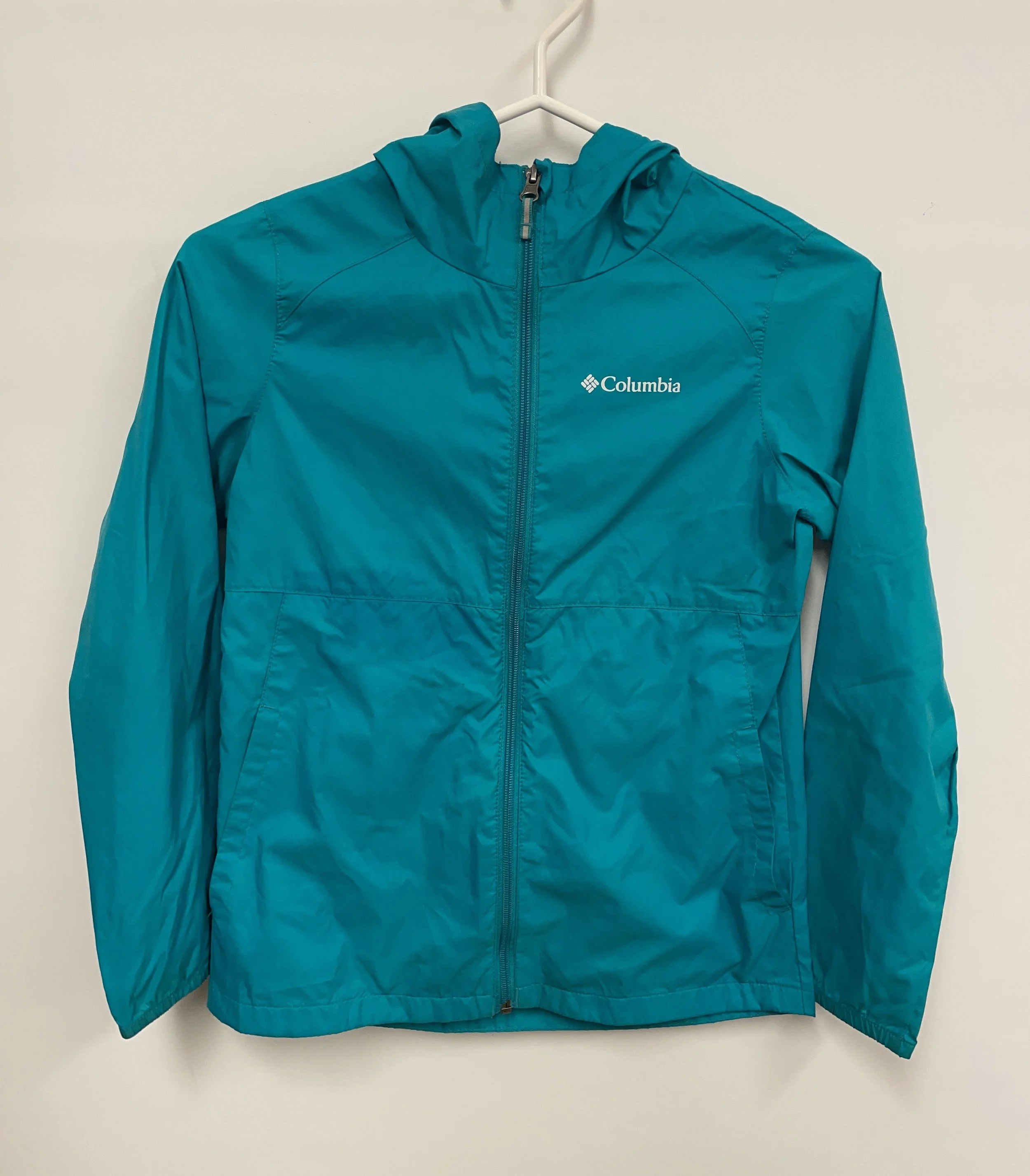 Coupe-vent imperméable vert pâle, COLUMBIA, taille M (8 ans).
