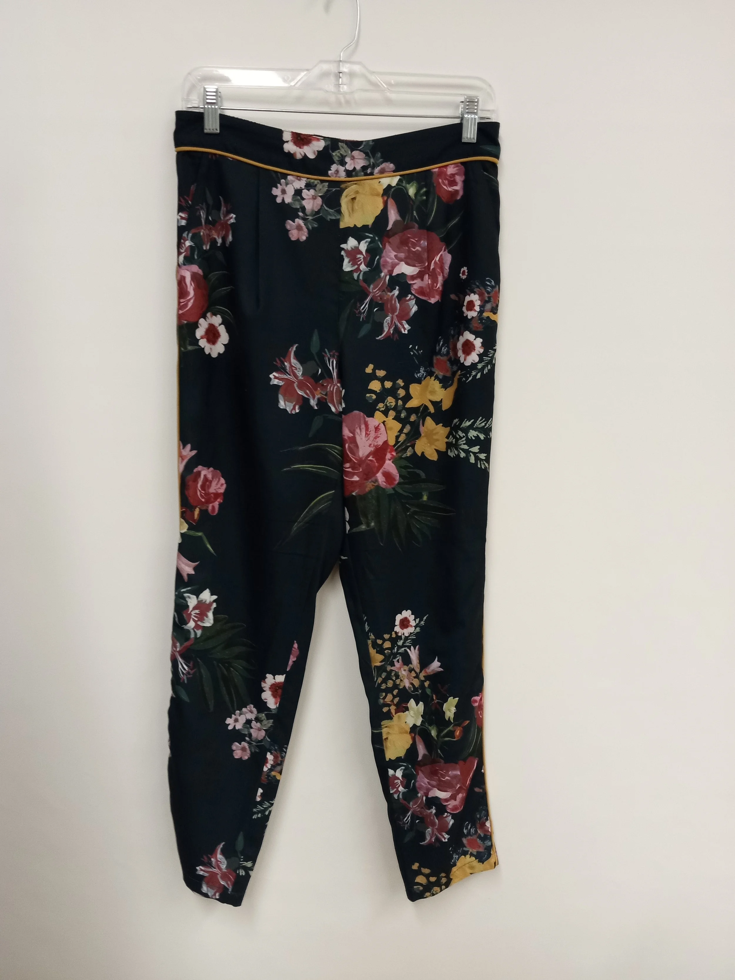 Pantalon chic, Noir avec motifs fleuris, CONTEMPORAINE, XS