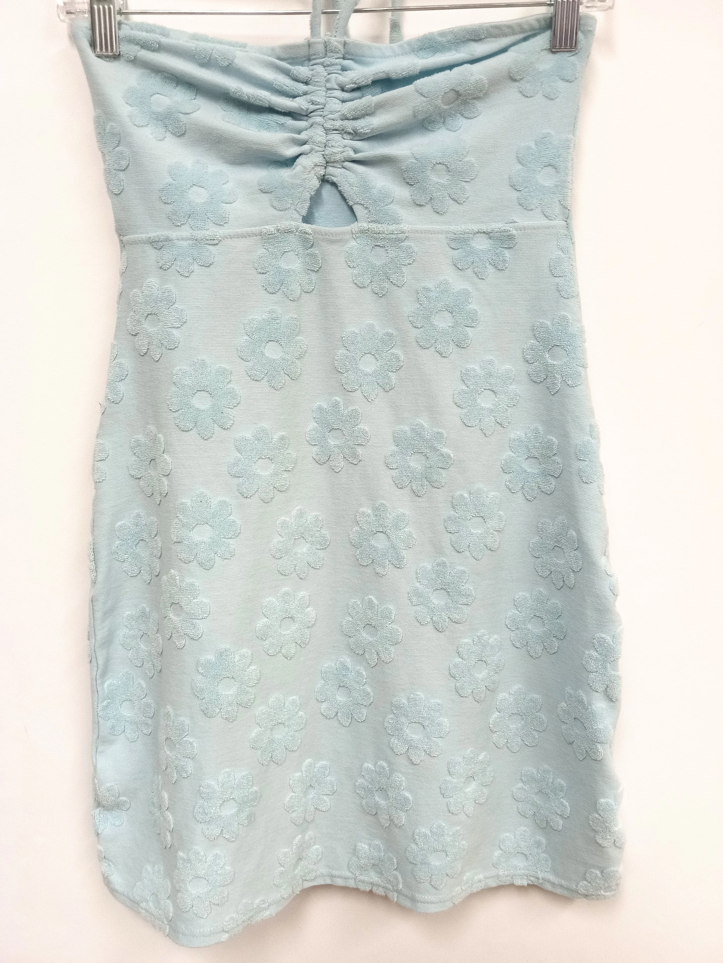 Robe dos nu (cache-tout) bleu avec fleurs texturée en 55% coton, American Eagle, S