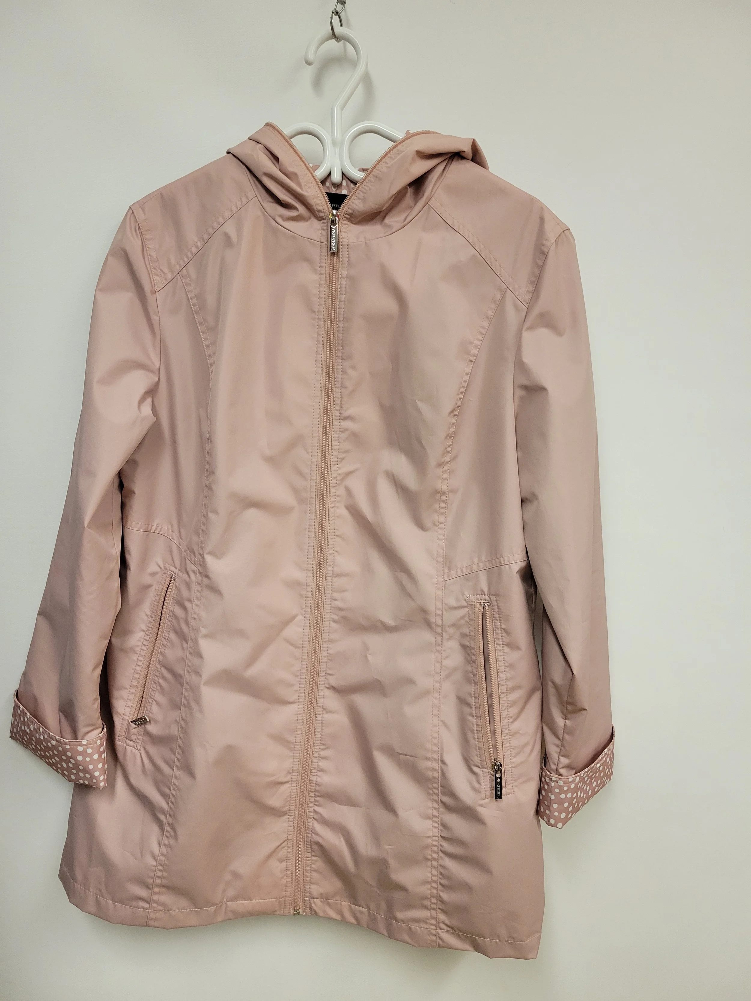 Coupe-vent, Vieux rose avec pois blancs (manches et capuchon), NORTHSIDE, Taille 12