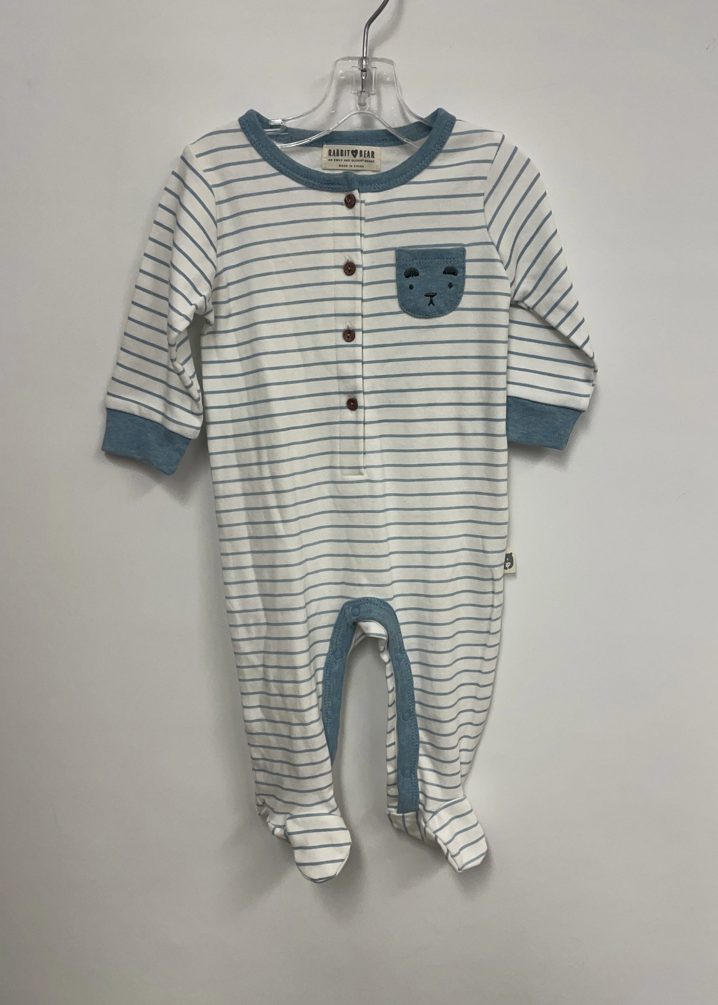Pyjamas blanc et bleu pâle, RABBIT+ BEAR, cotton bio, 6-9 mois.