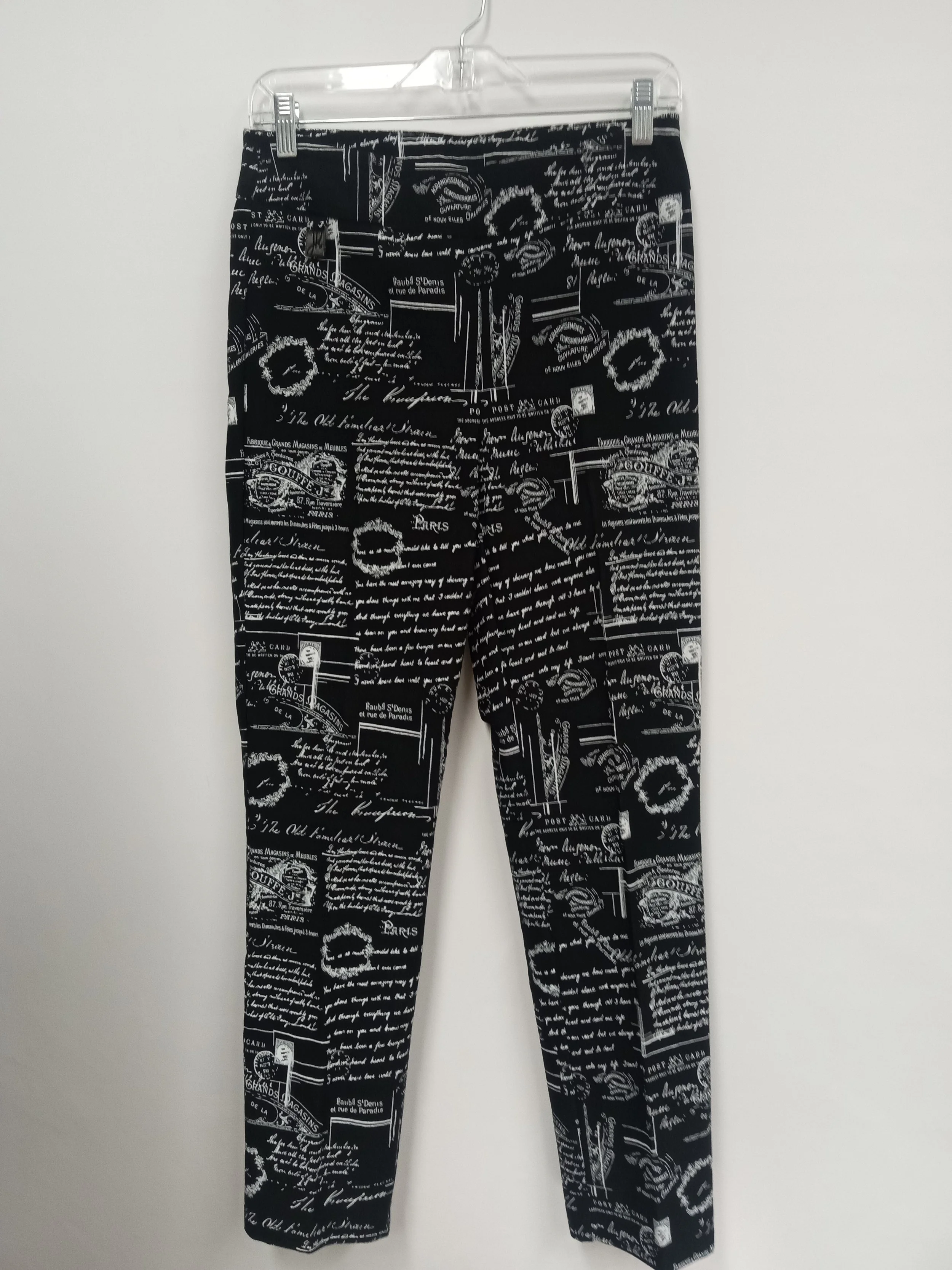 Pantalon stretch, noir avec motifs écriture blanche, Joseph Ribkoff, taille 8