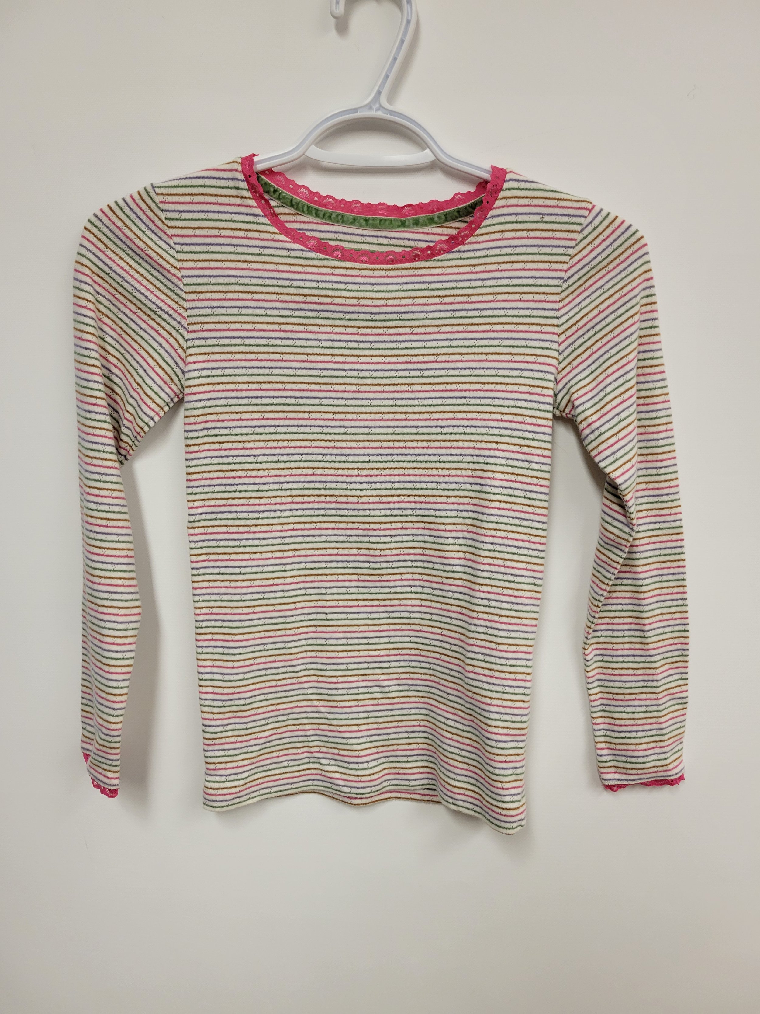 Chandail ligné rose, mauve, vert et brun, Boden, 9-10 ans (140 cm)