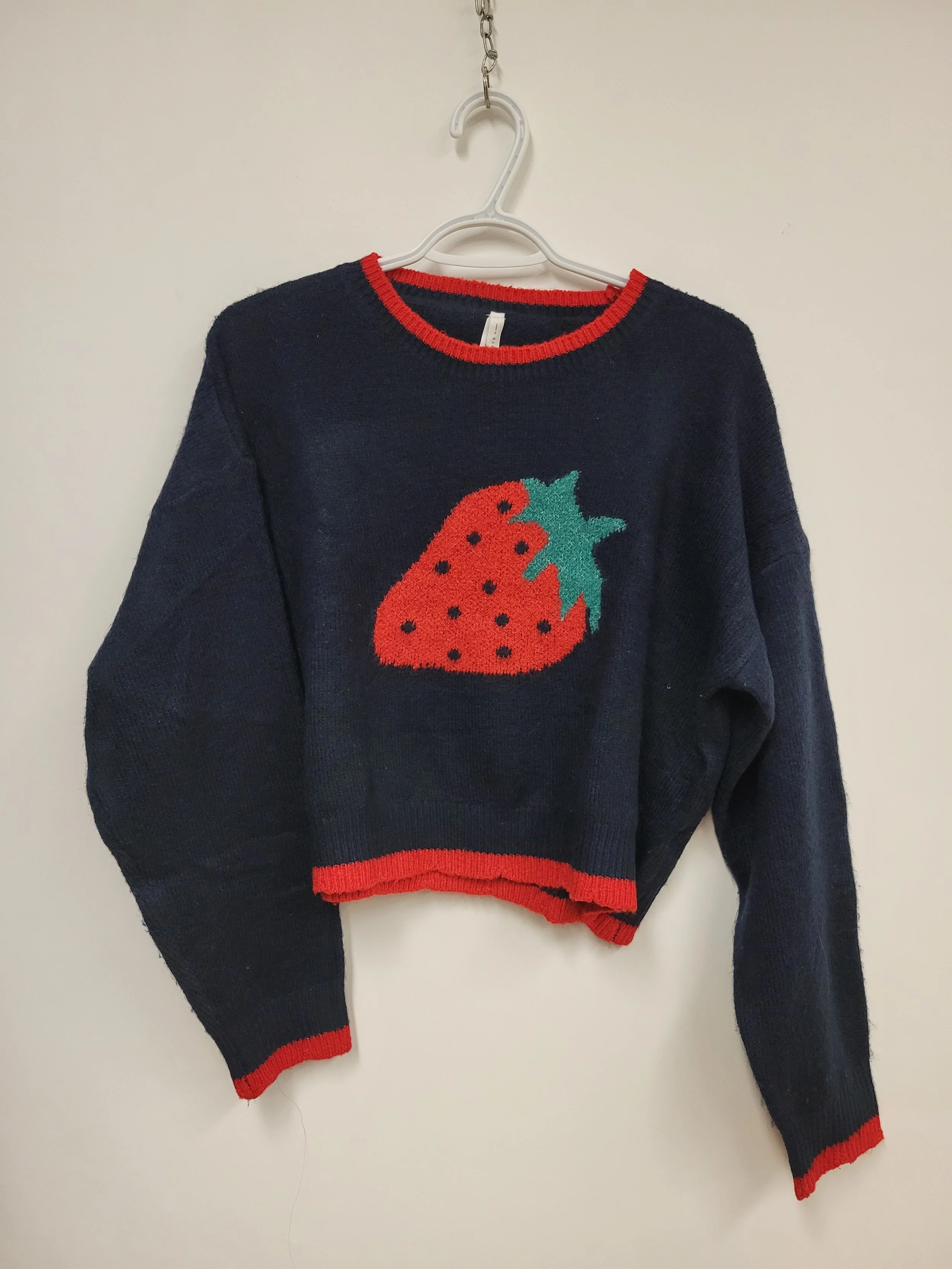 Chandail lainage court, Acrylique/Polyester, Noir avec motif, DREAMERS, M