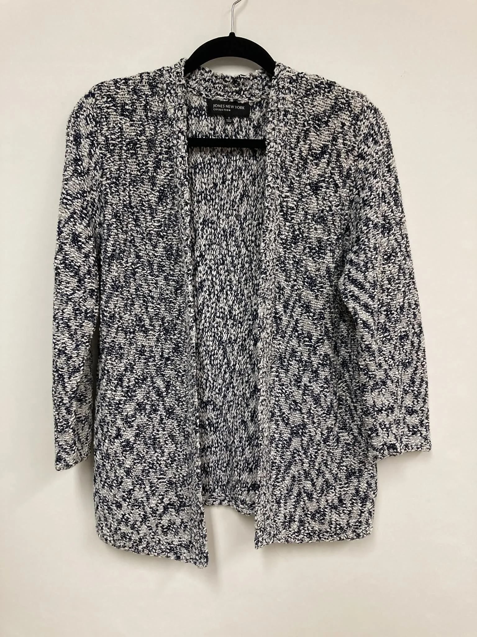 cardigan marine et blanc texturé, jones new york collection,  S