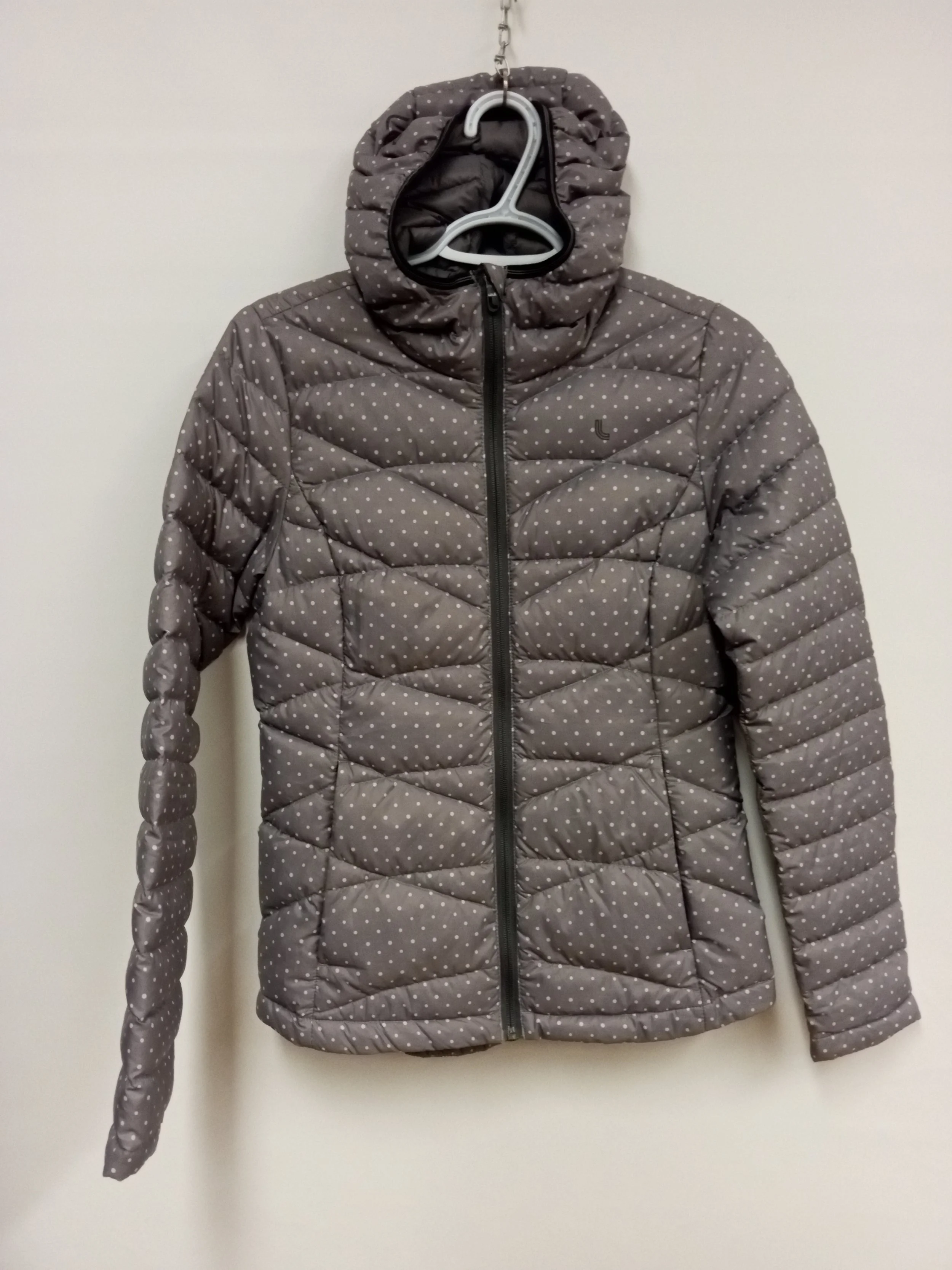 Manteau court gris à mini pois blanc, LOLE, XS
