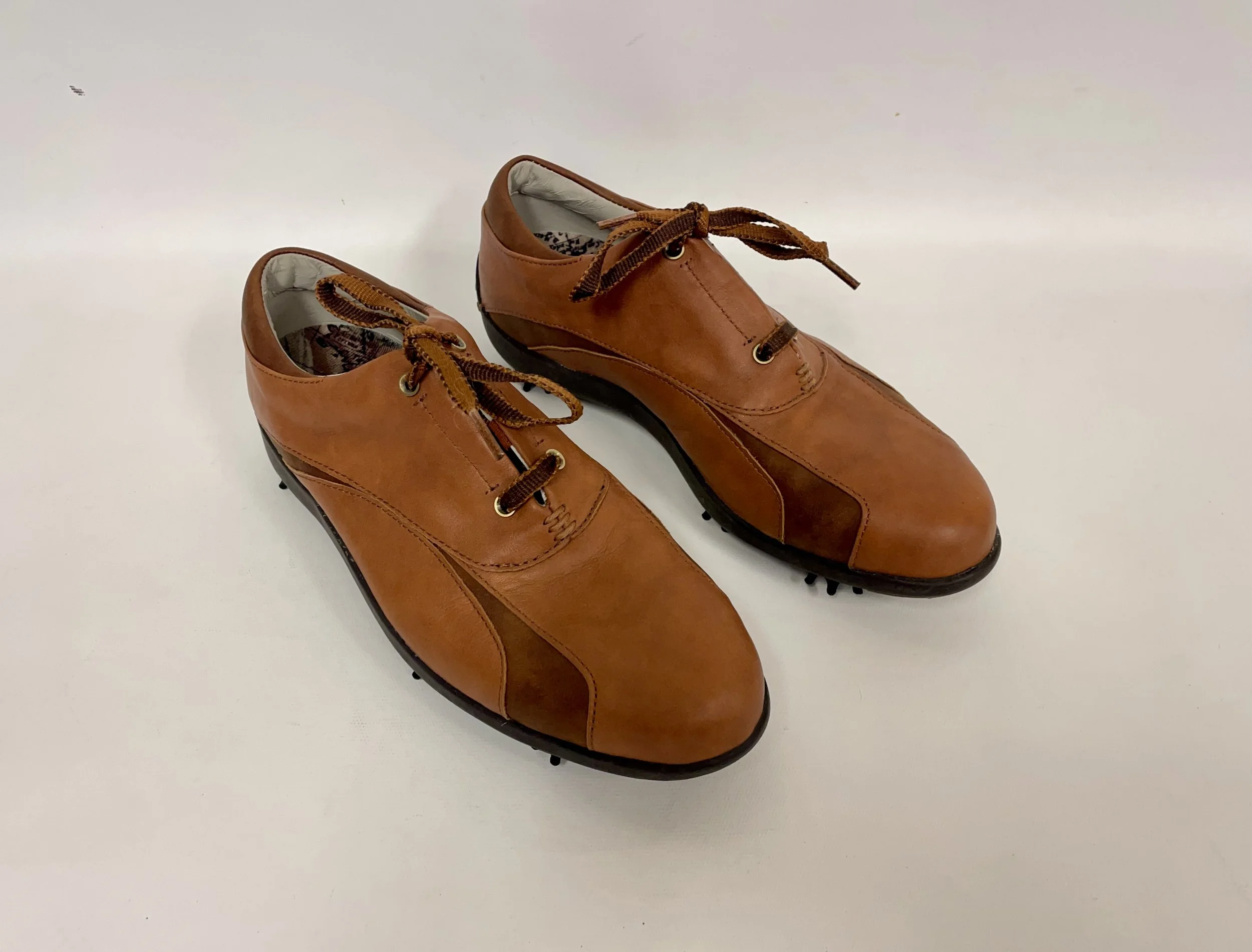 Chaussures de golf à crampons en cuir orange brûlé, FOOT JOY LOPRO, 7.