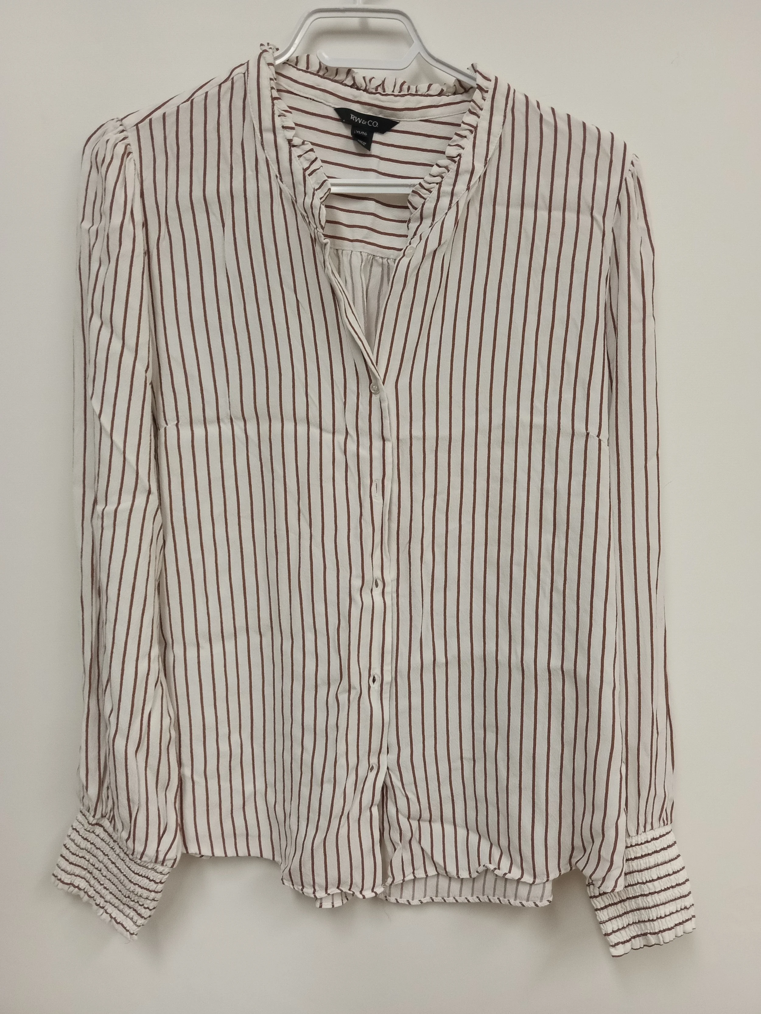Flannelle blanche avec rayures rouges, RW & Co., XL