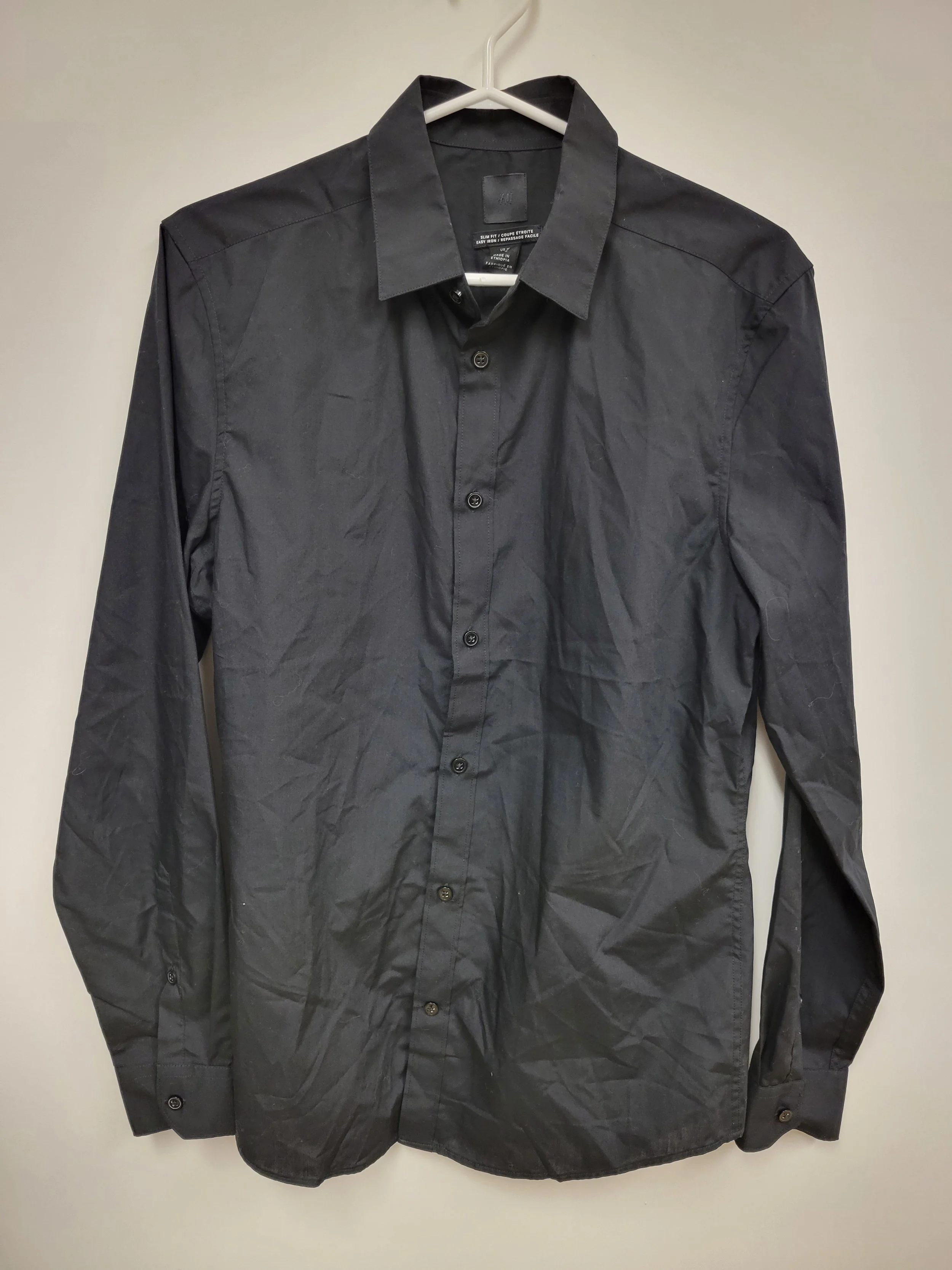 Chemise noire, coupe étroite, H&M, M