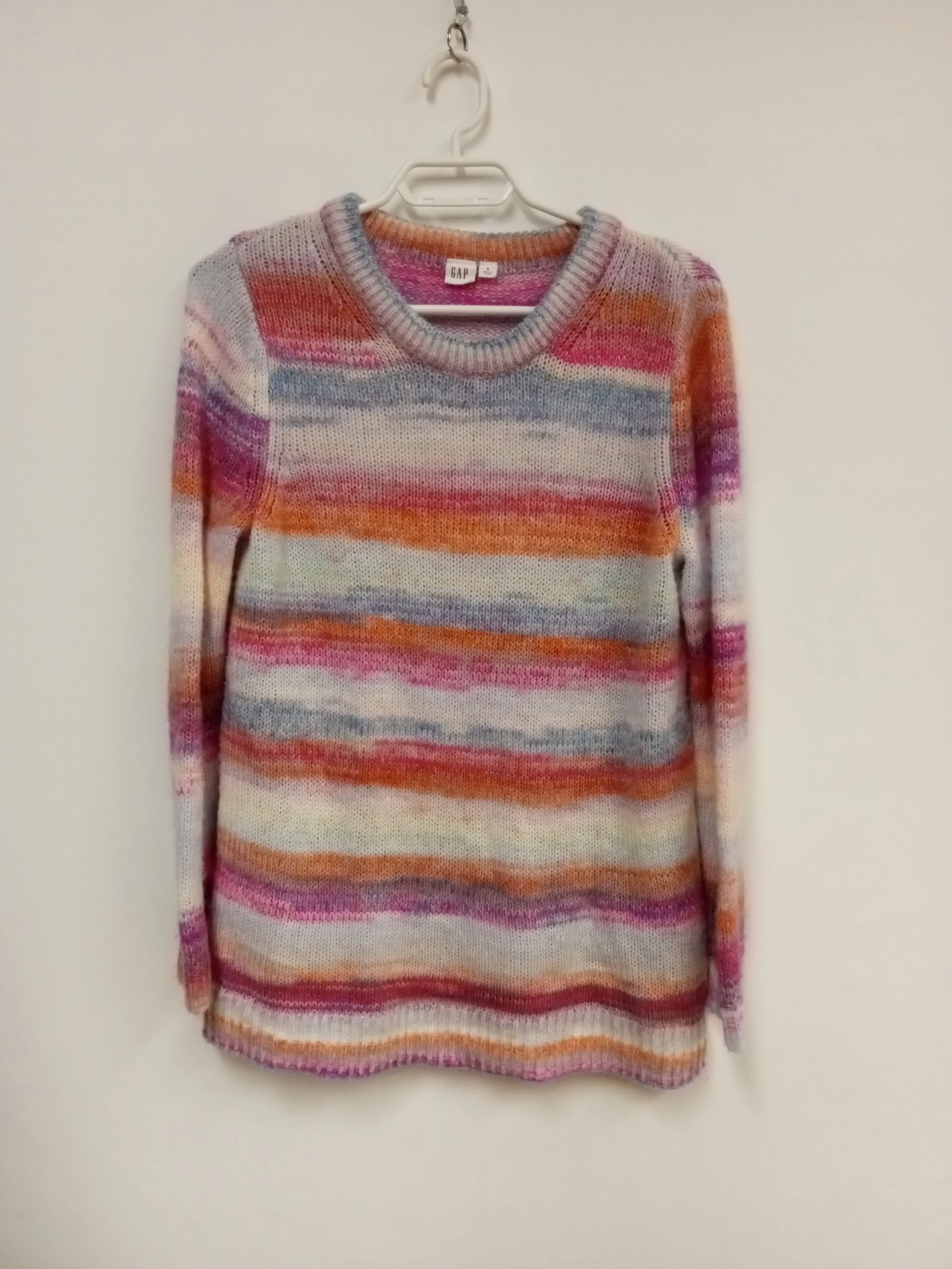 Chandail en tricot (Acrylique/Nylon), Multicolore (bleu, orange, rose et blanc), GAP, S