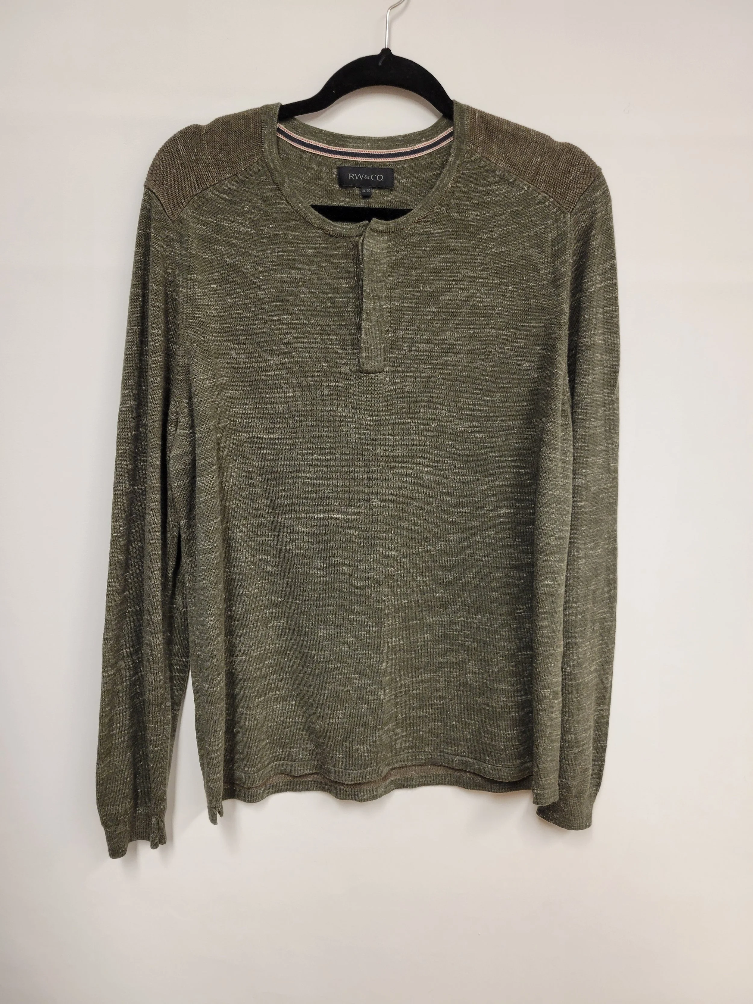 Chandail kaki chiné blanc, tricot doux et fin, RW&CO, XL