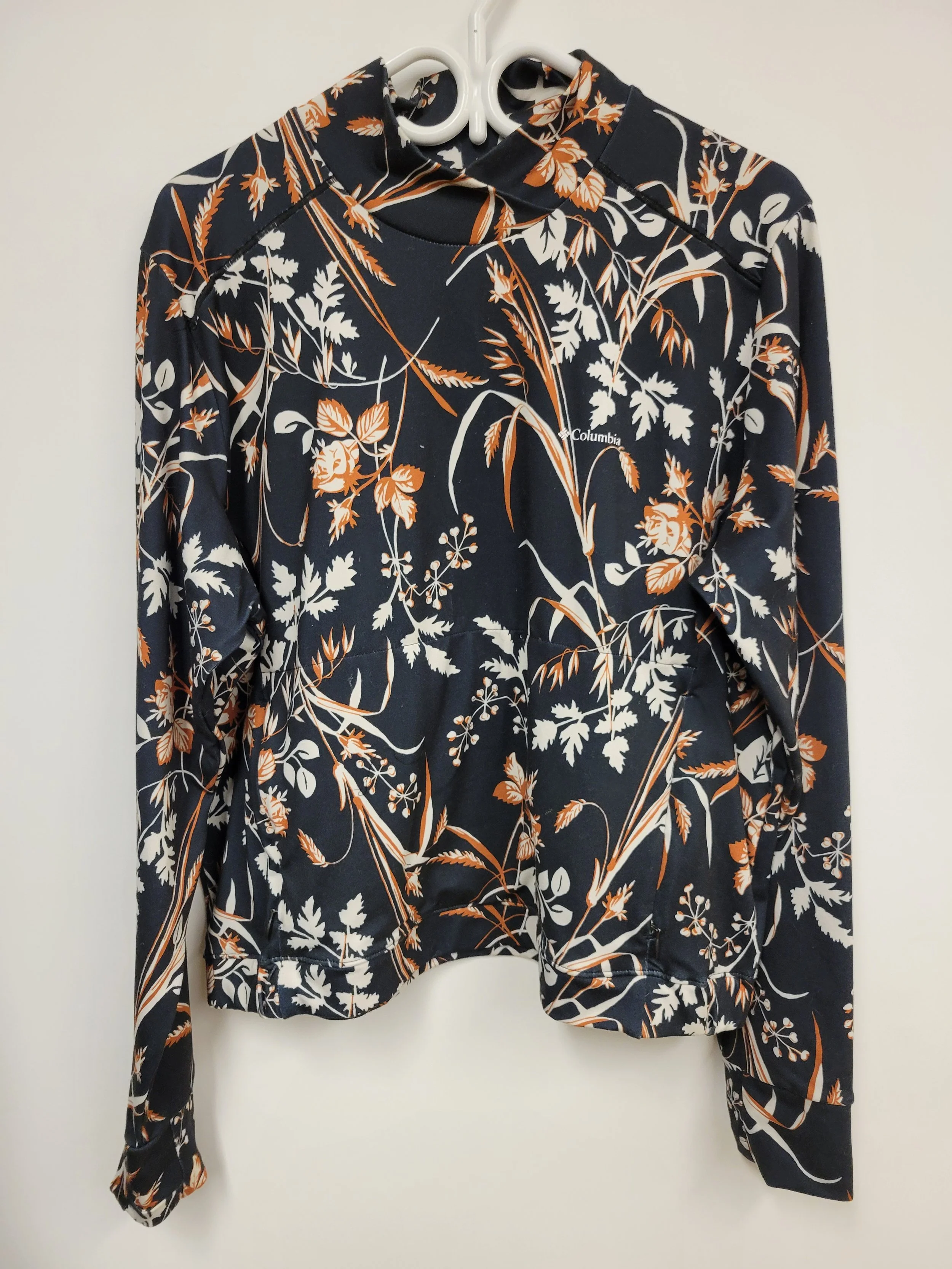 Chandail noir sport à capuche, motif feuillage, Columbia, XXL