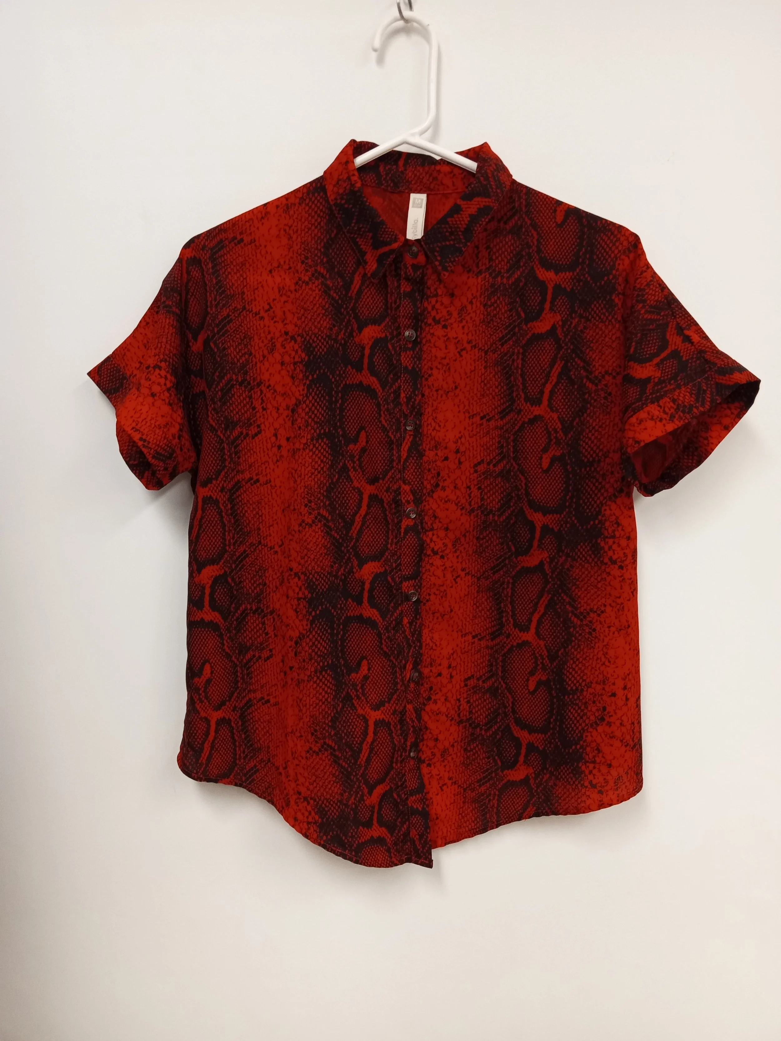 Chemise manches courtes, rouge motif serpent, Sybilla, M