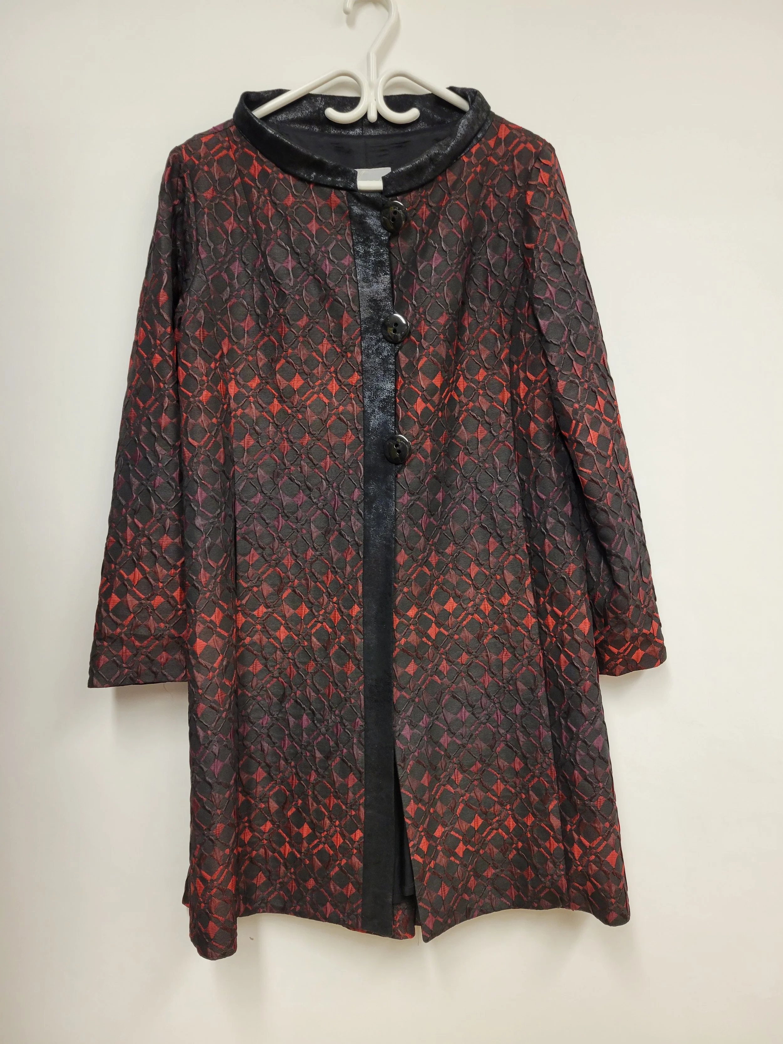 Manteau de printemps rouge et noir, Christian Chenail, taille 10