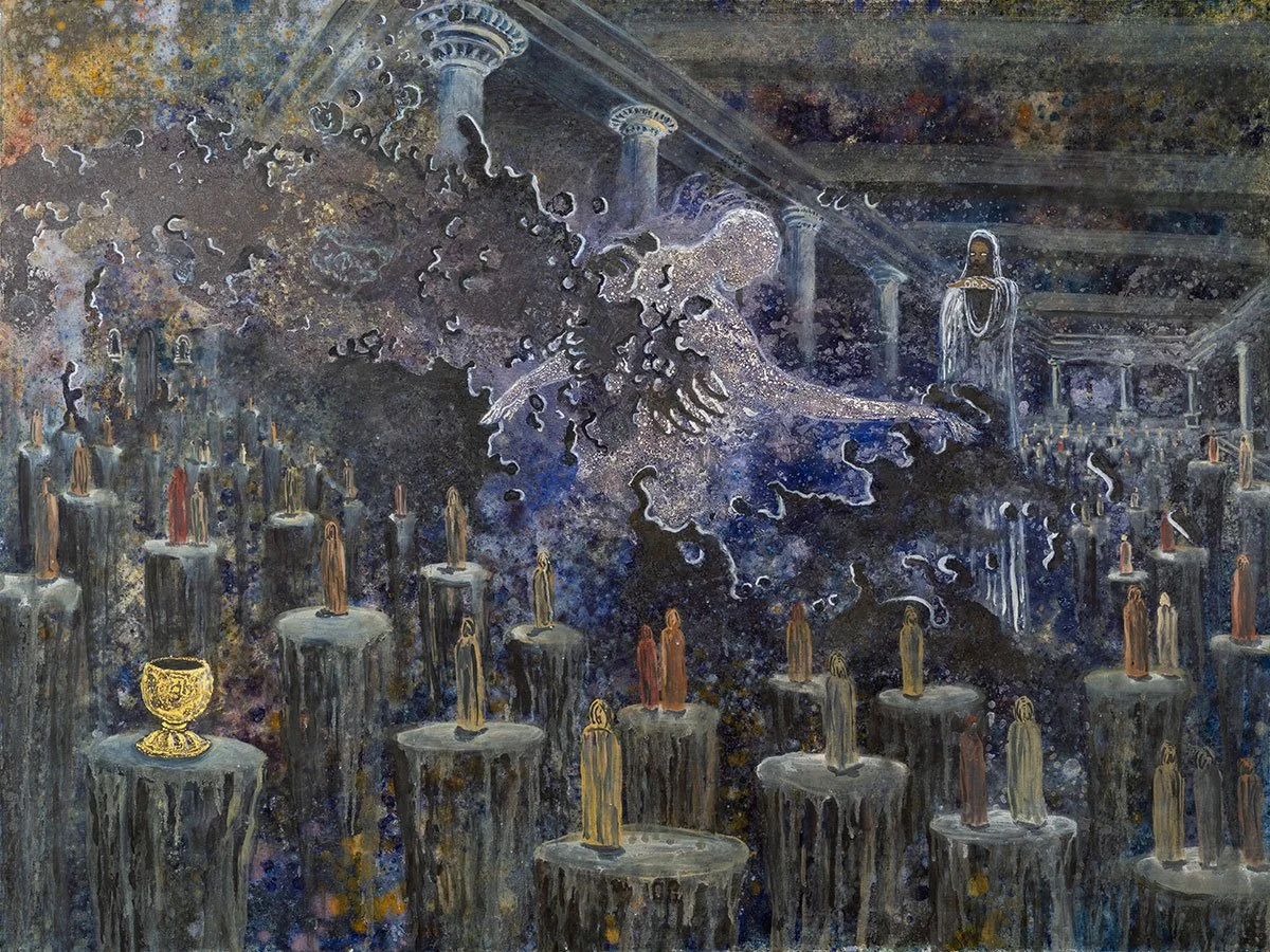 Expulsion at the Temple, oil painting by Aaron Hinds