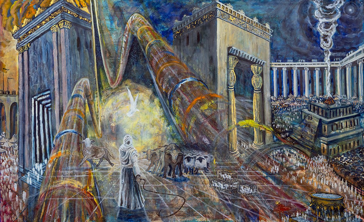 The First Cleansing of the Temple, oil painting by Aaron Hinds