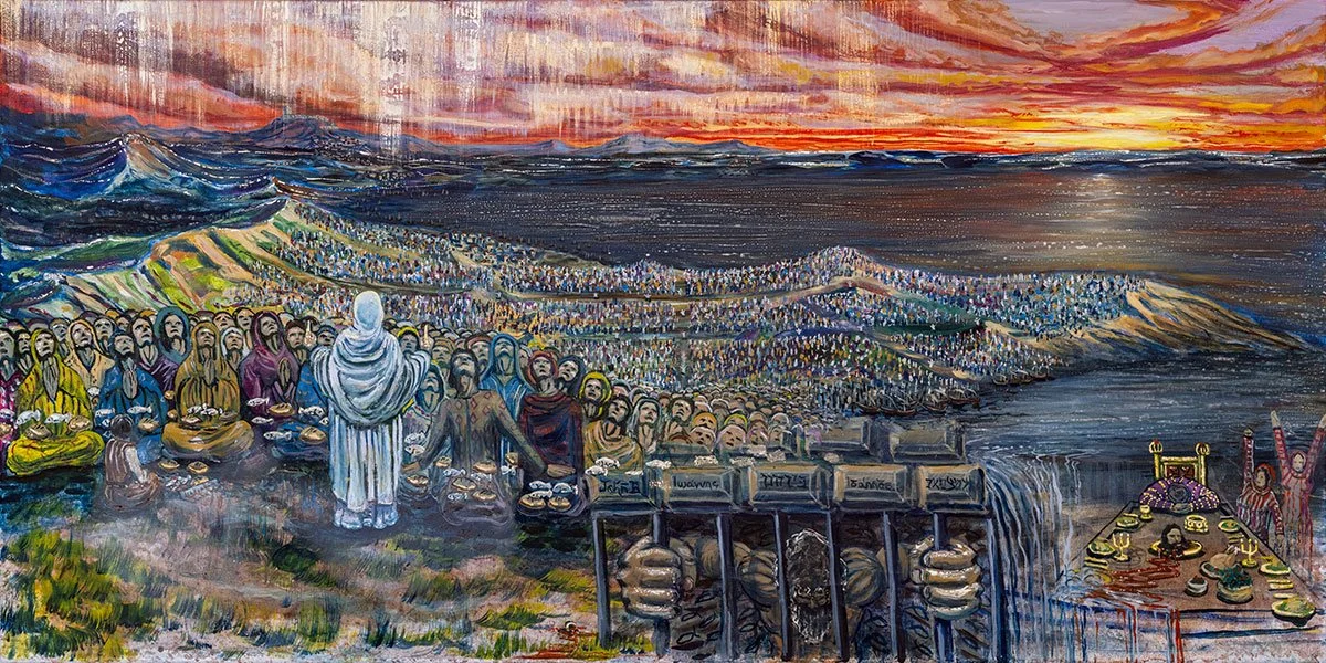 Feeding of the Five Thousand, oil painting by Aaron Hinds