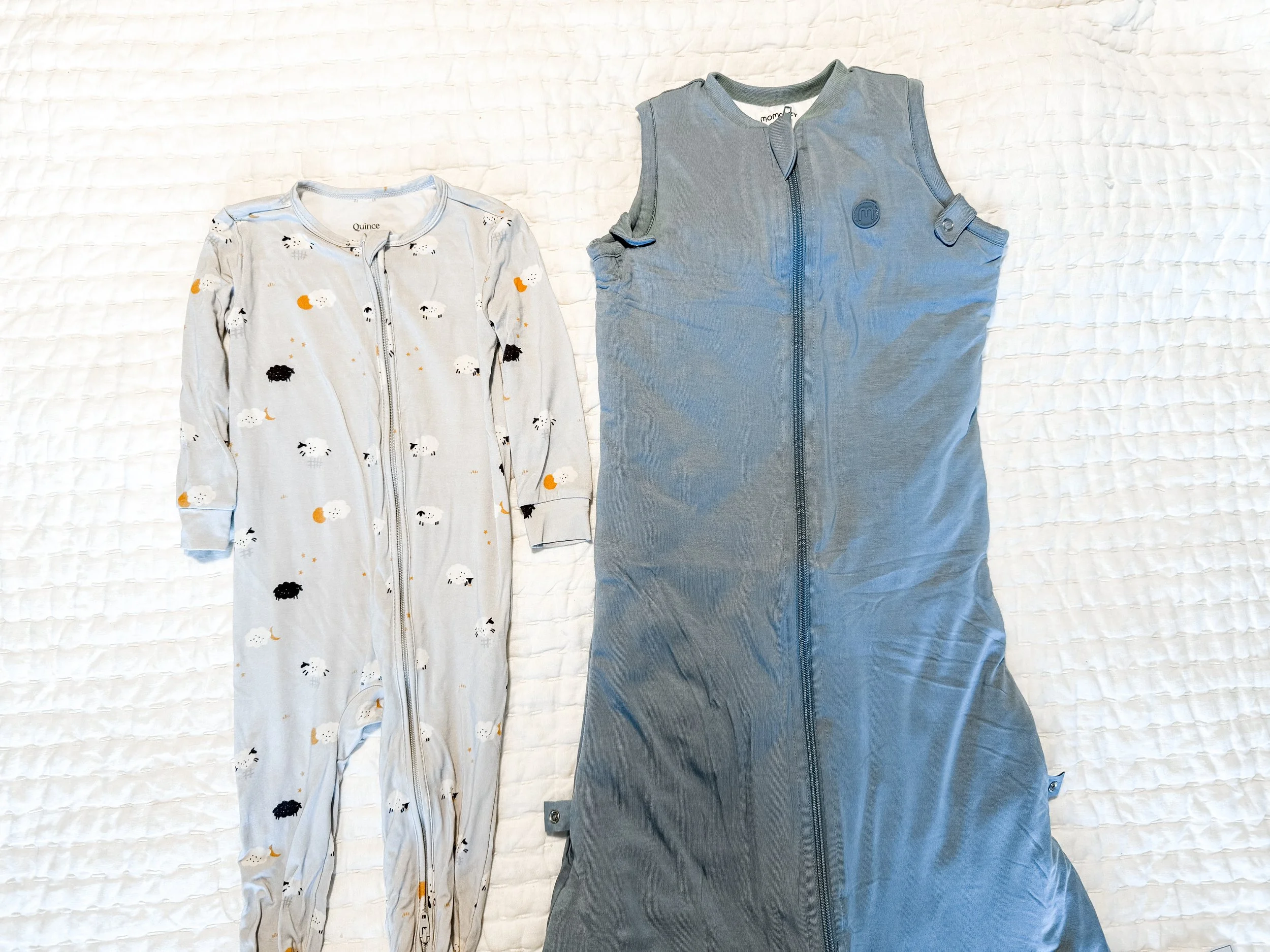 6-month-old wearing Momcozy bamboo sleep sack during bedtime routine