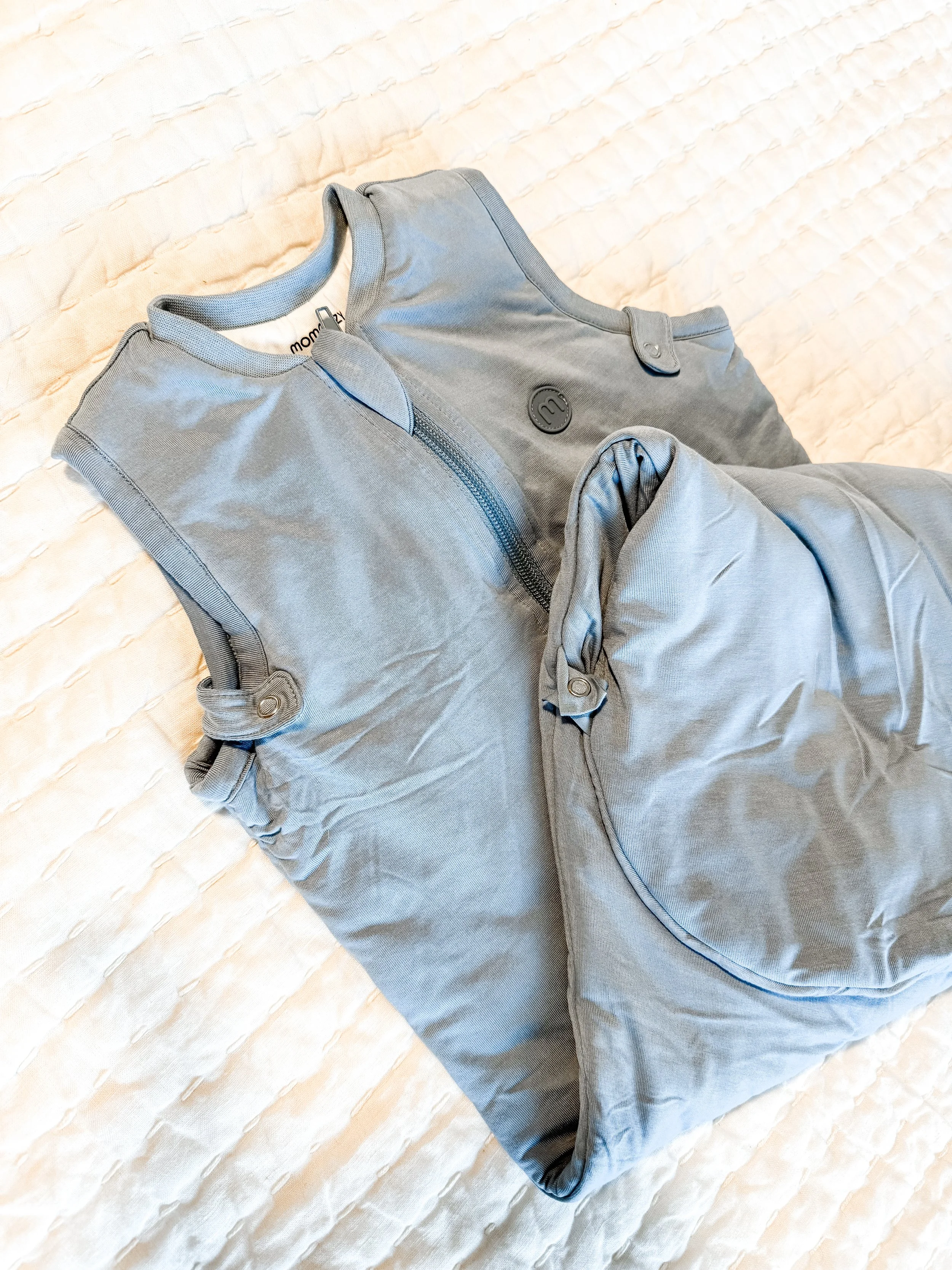 Momcozy 1.5 TOG bamboo sleep sack, underarm SnapFit and roomy bottom detail